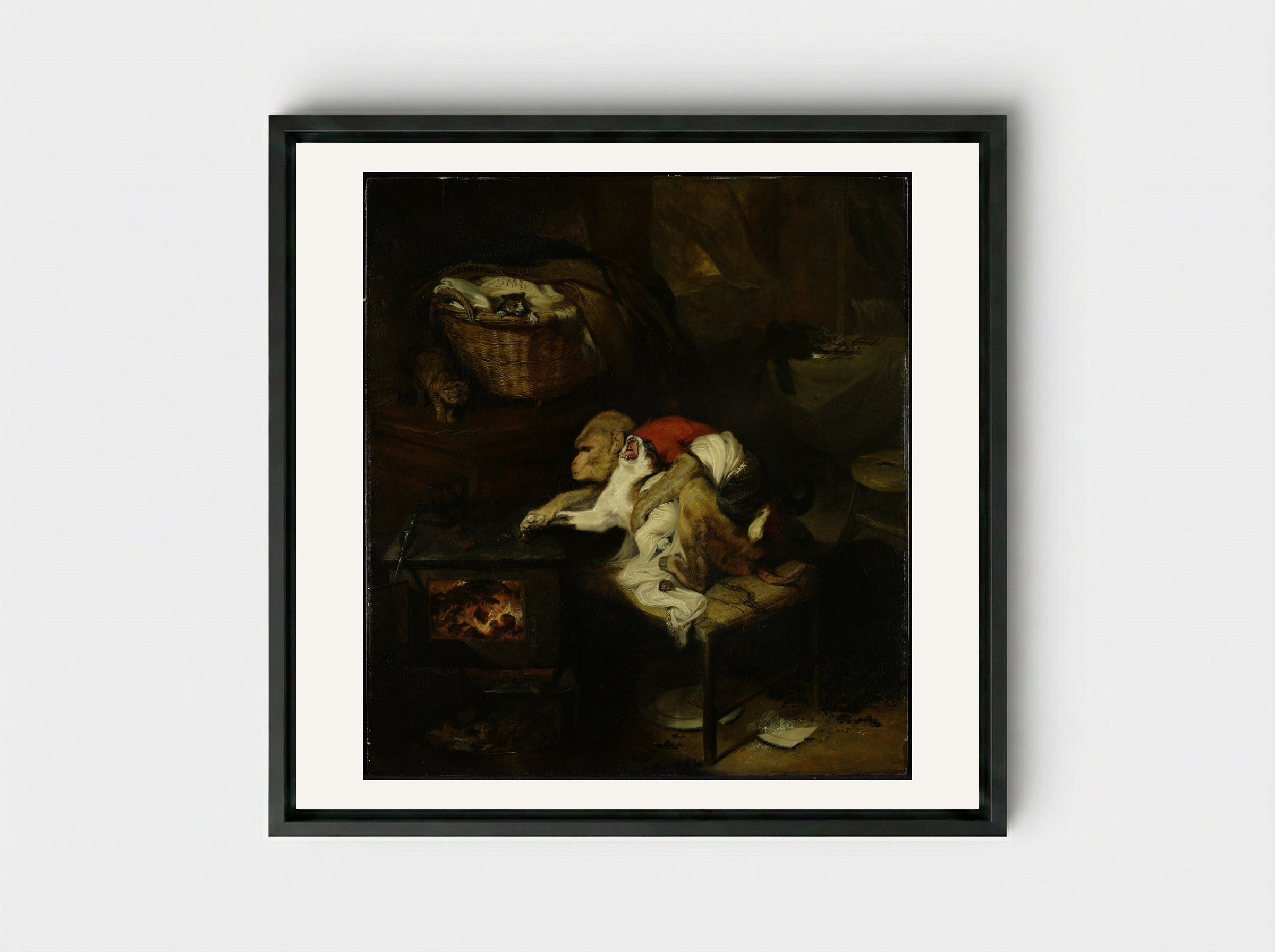 The Cat's Paw - Sir Edwin Henry Landseer - Framed Canvas Black