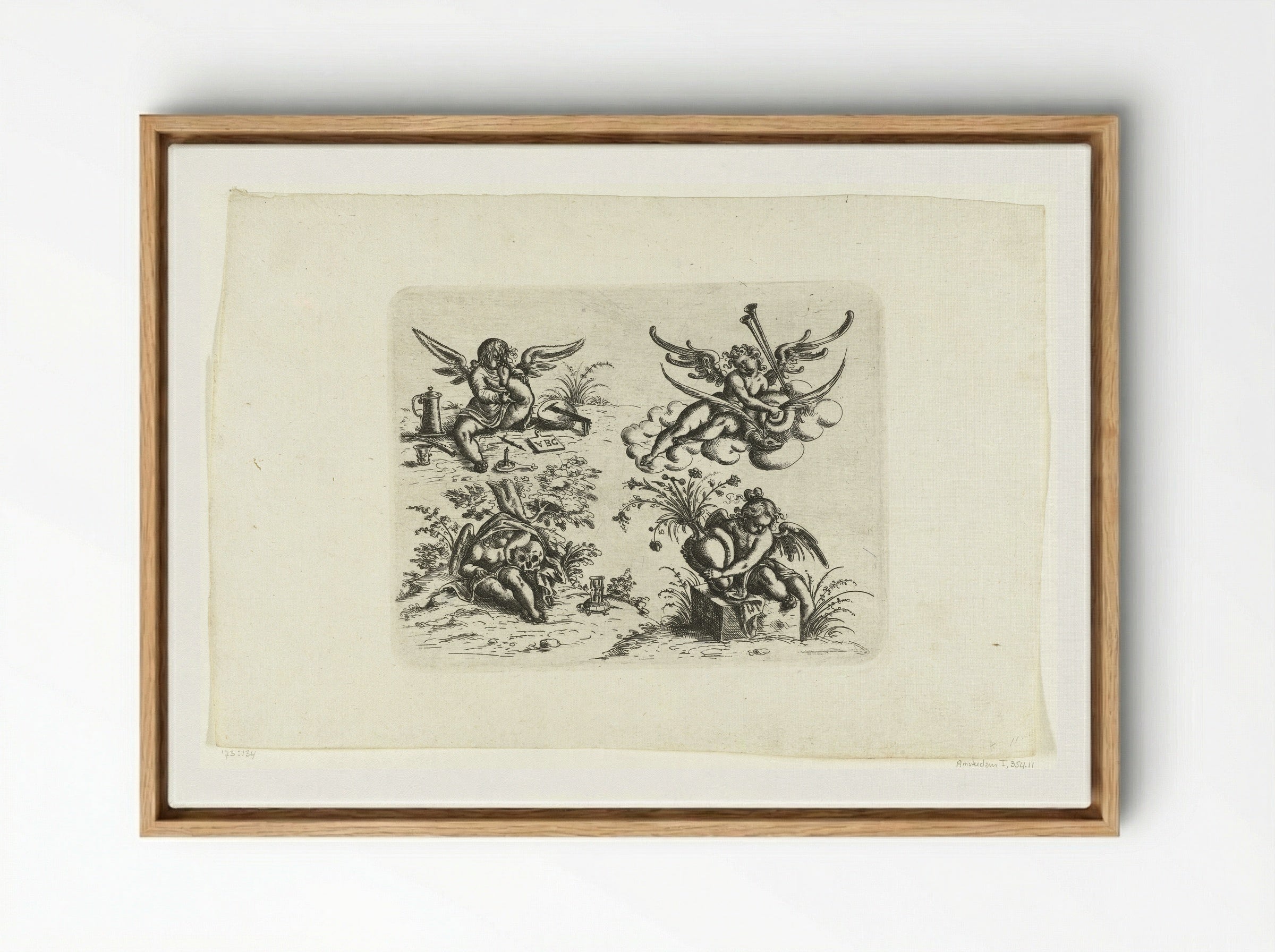Vier putti - Christoph Jamnitzer - Framed Canvas Wood