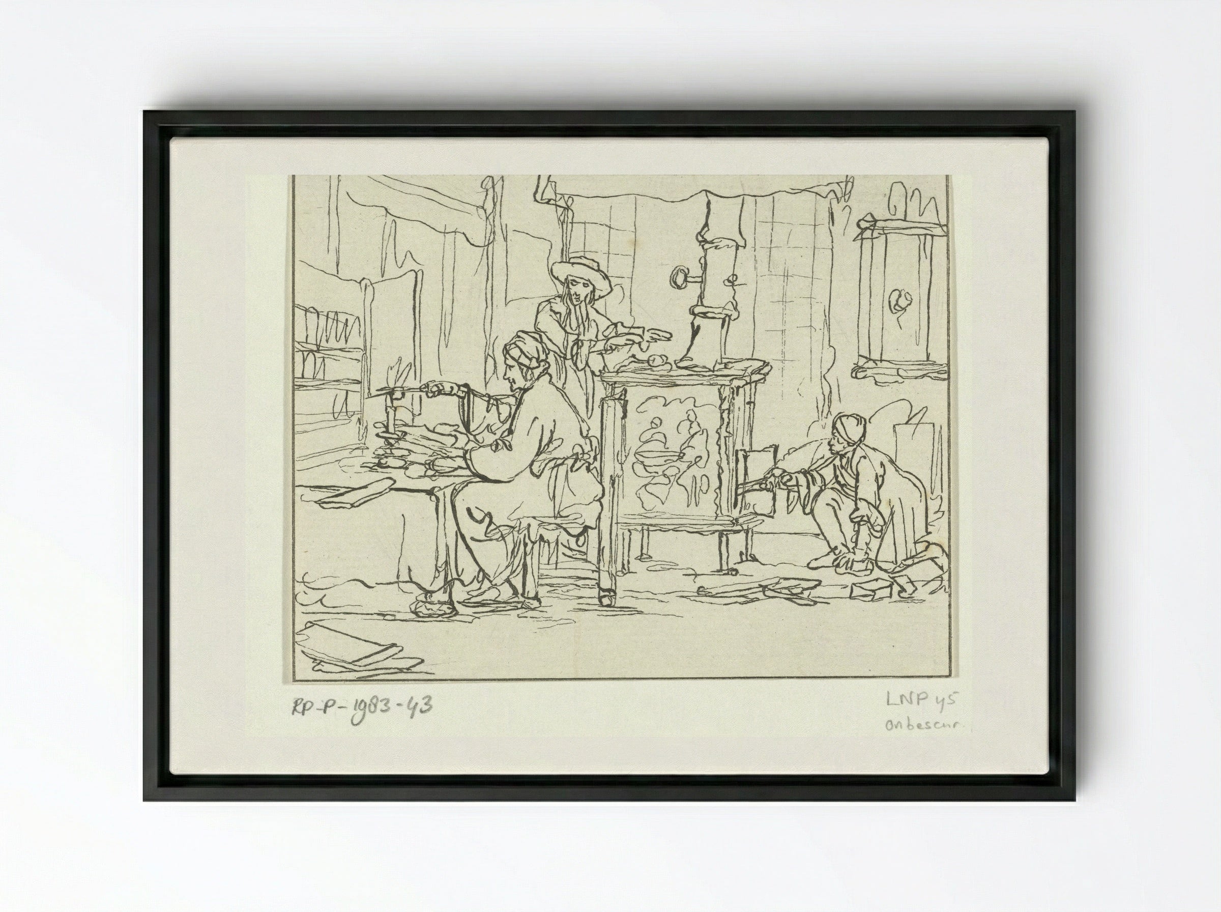 Kaarssnuitende man (Man Trimming a Candle) - Cornelis Brouwer - Framed Canvas Black
