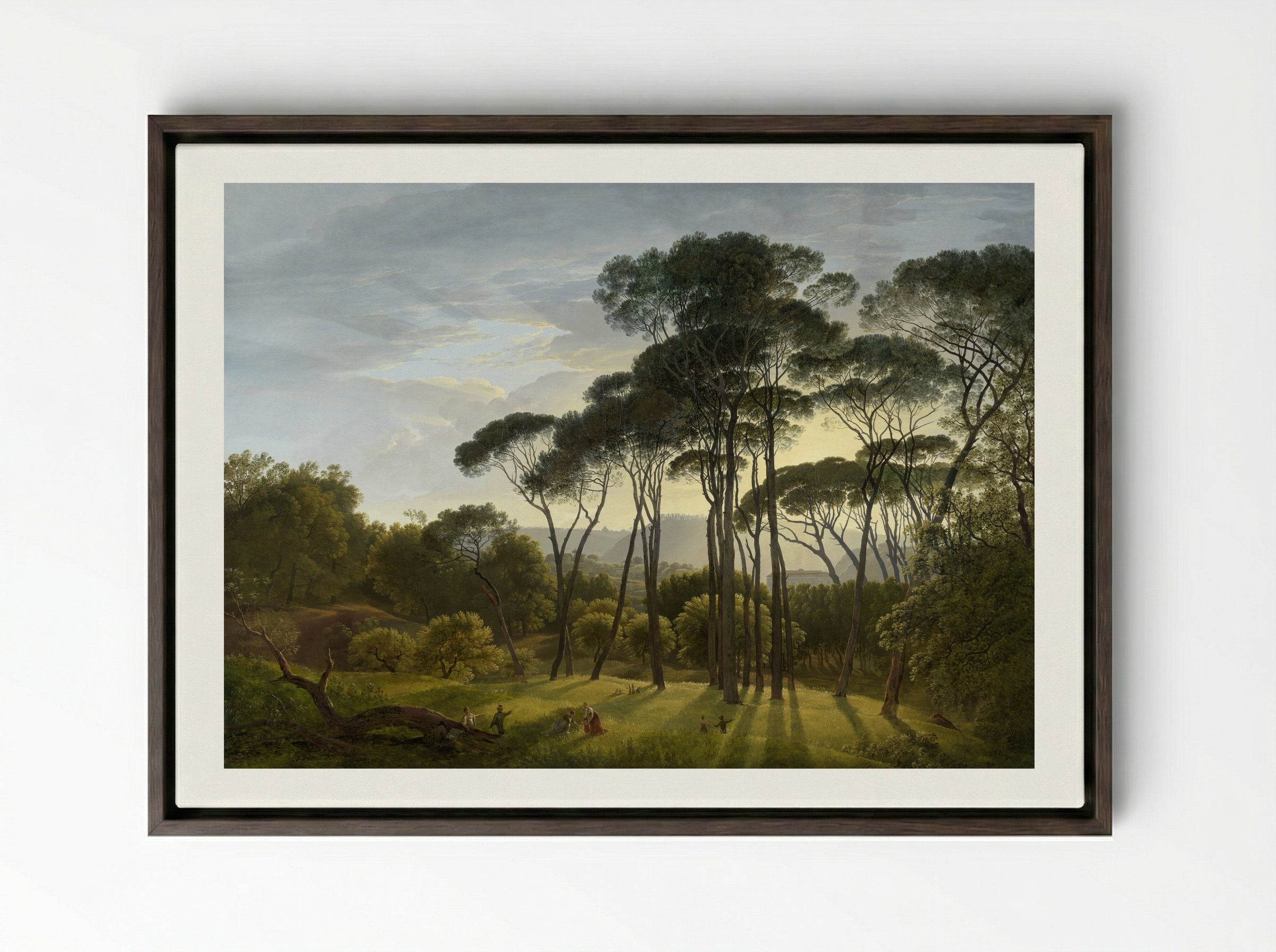 Italian Landscape with Umbrella Pines - Hendrik Voogd - Framed Canvas Dark Wood