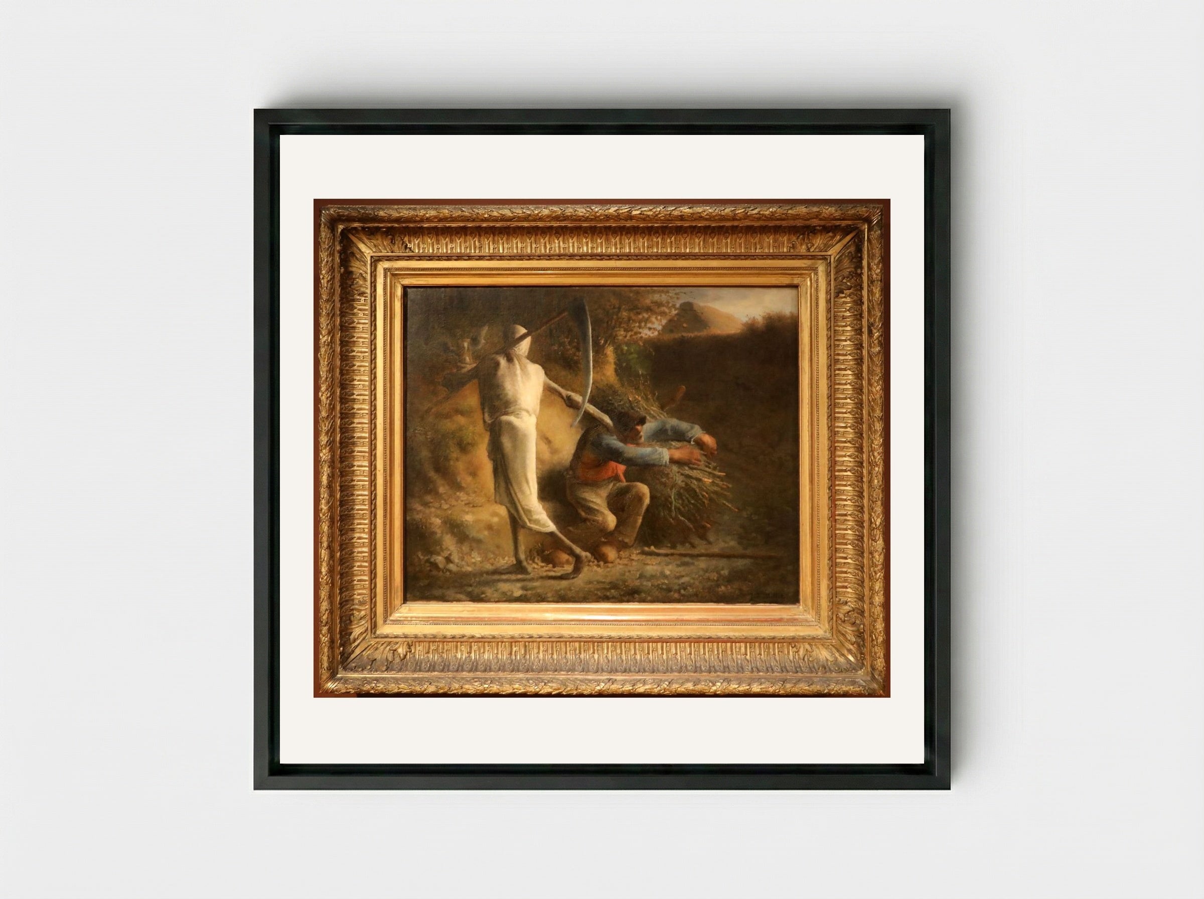 Death and the Woodcutter - Jean-François Millet - Framed Canvas Black