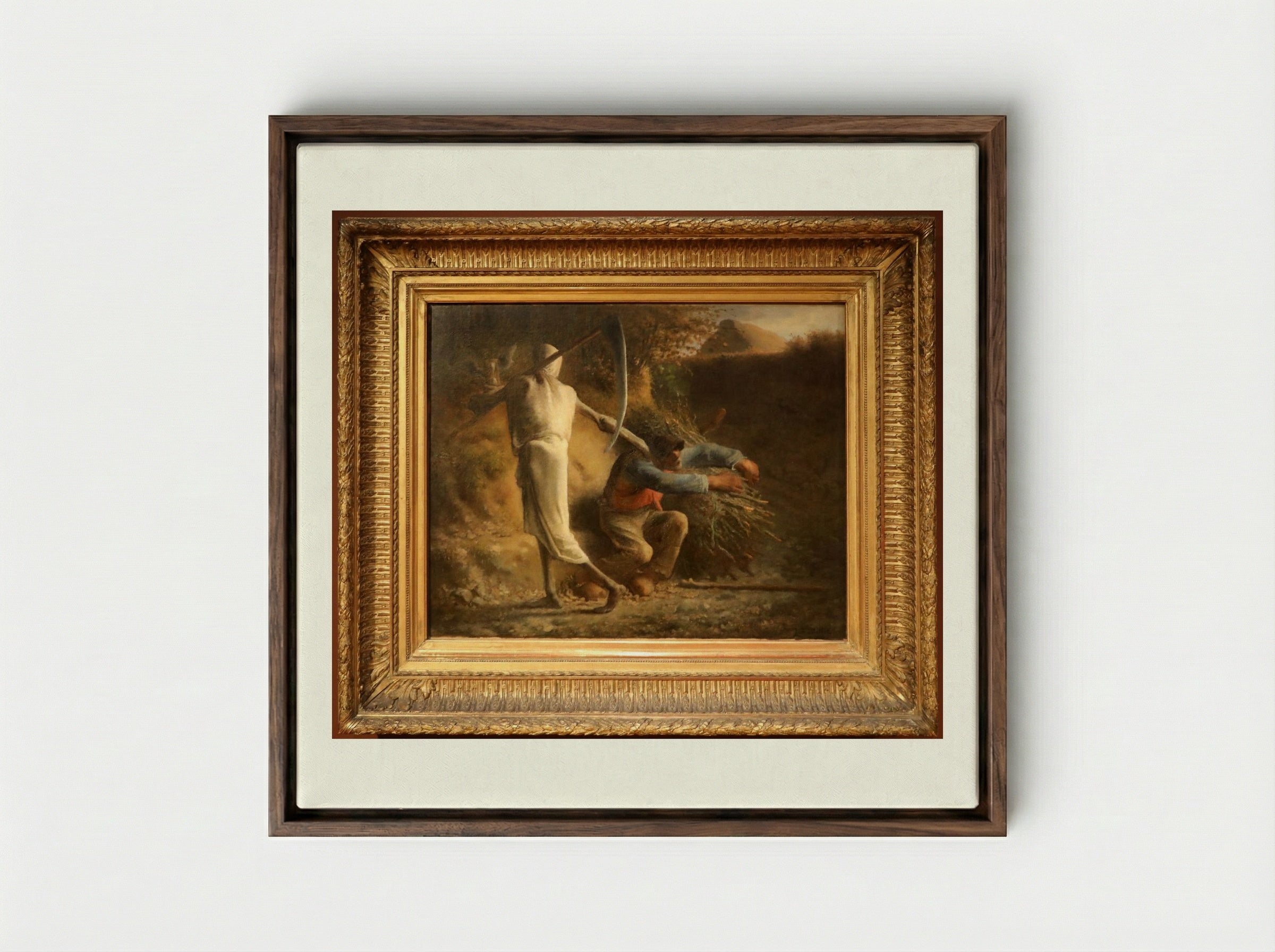 Death and the Woodcutter - Jean-François Millet - Framed Canvas Dark Wood