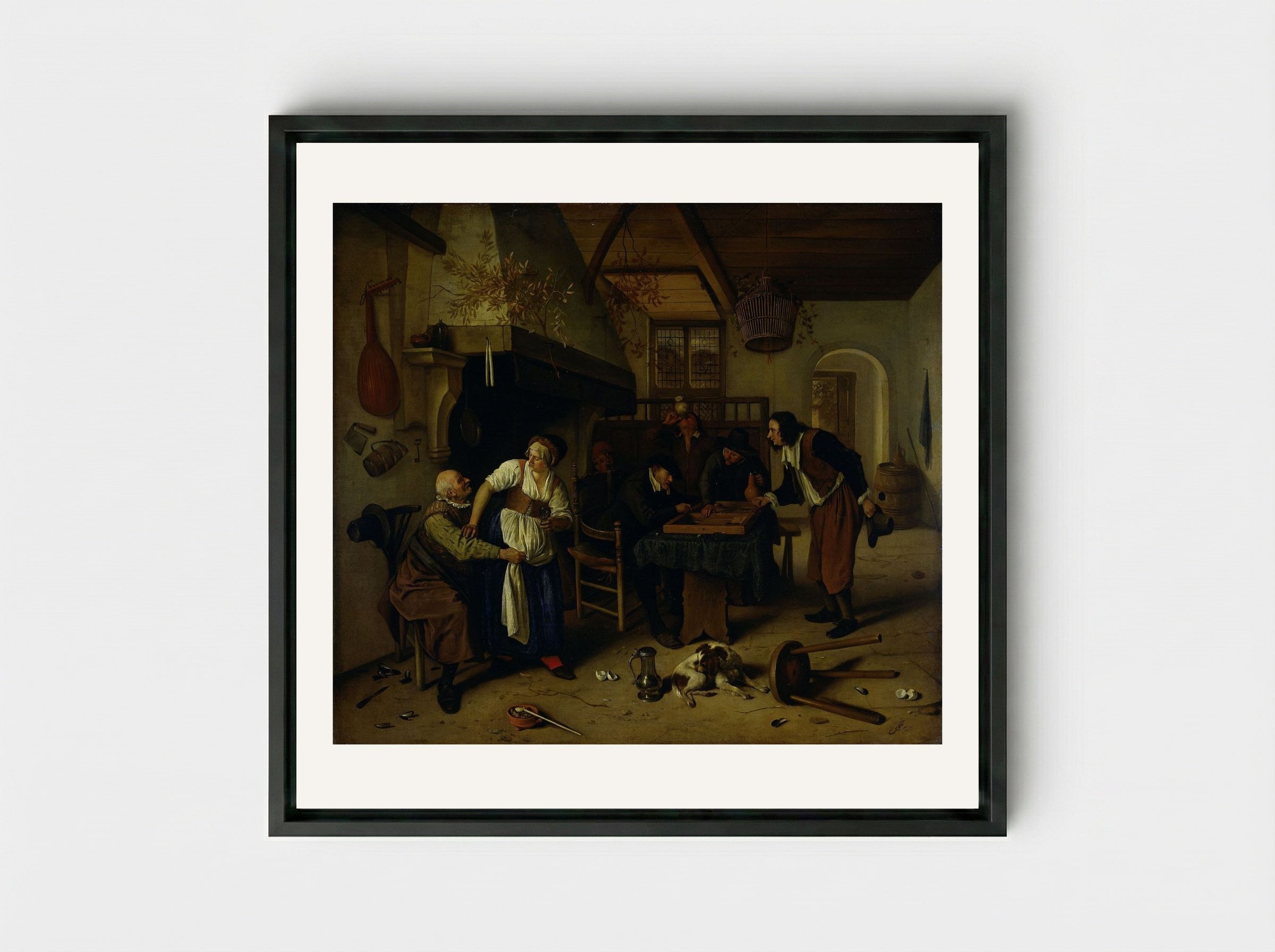 Tric Trac Players - Jan Steen - Framed Canvas Black