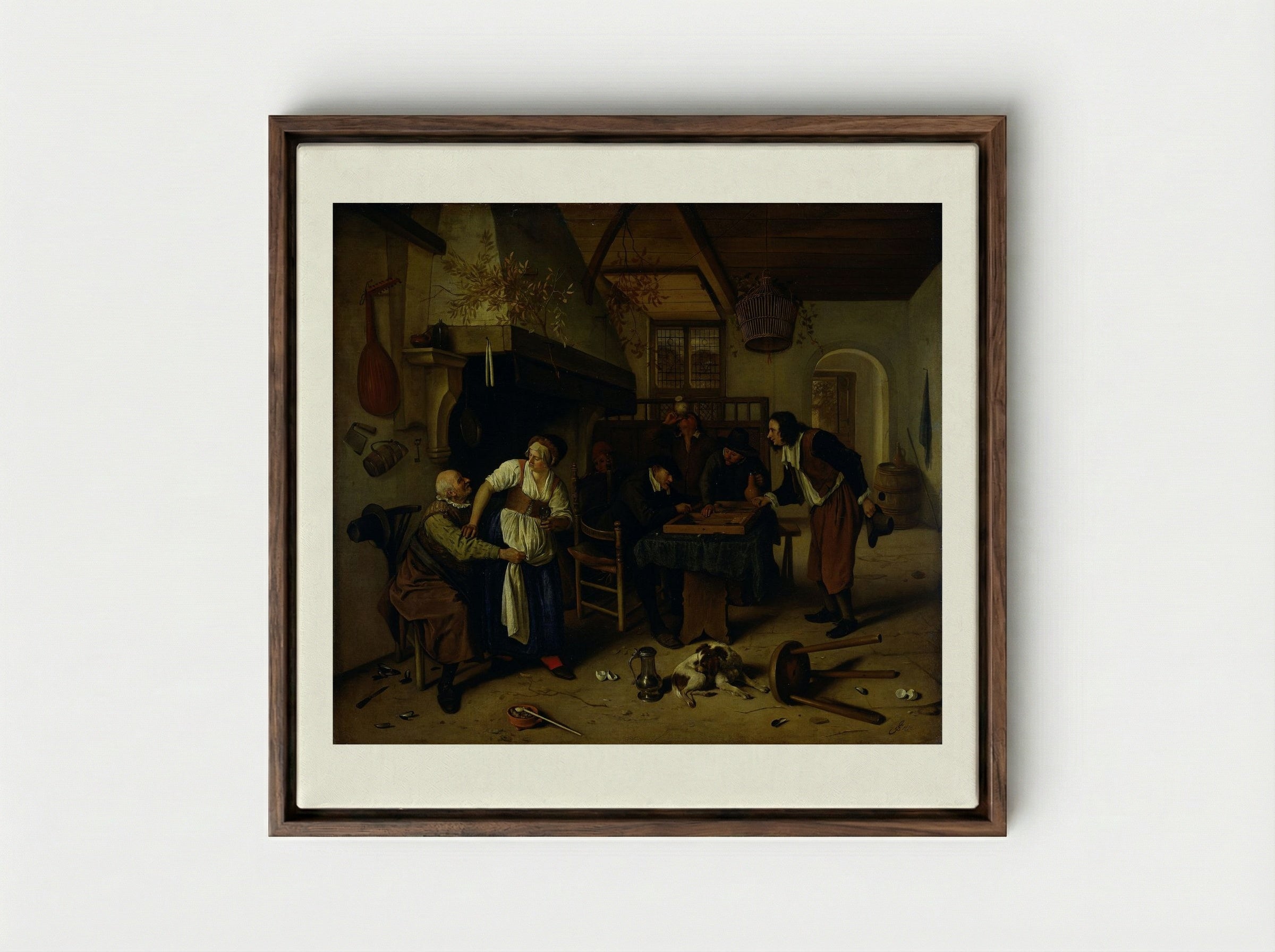 Tric Trac Players - Jan Steen - Framed Canvas Dark Wood