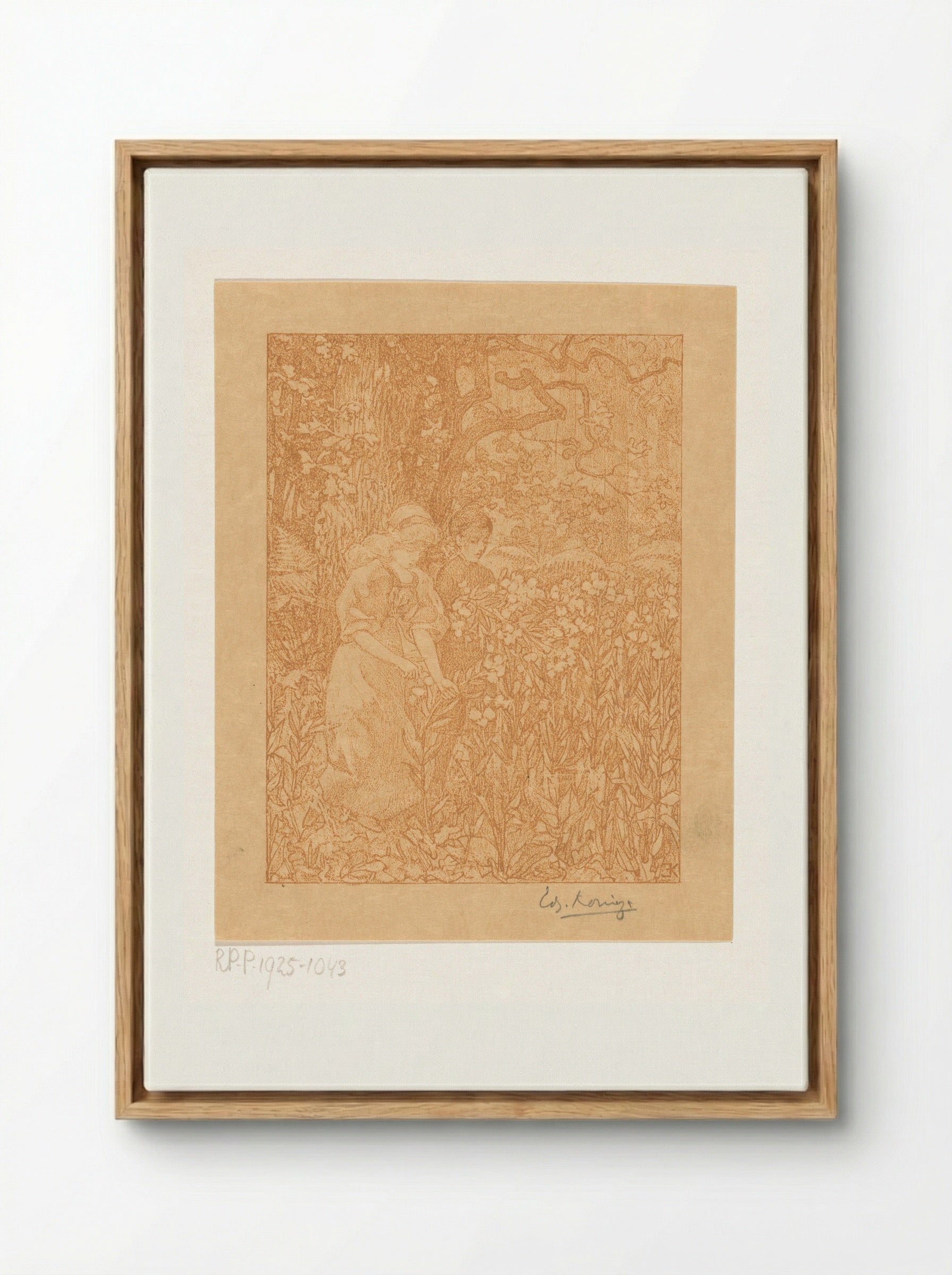 Johannes en Robinetta in een veld met bloemen - Edzard Koning - Framed Canvas Wood