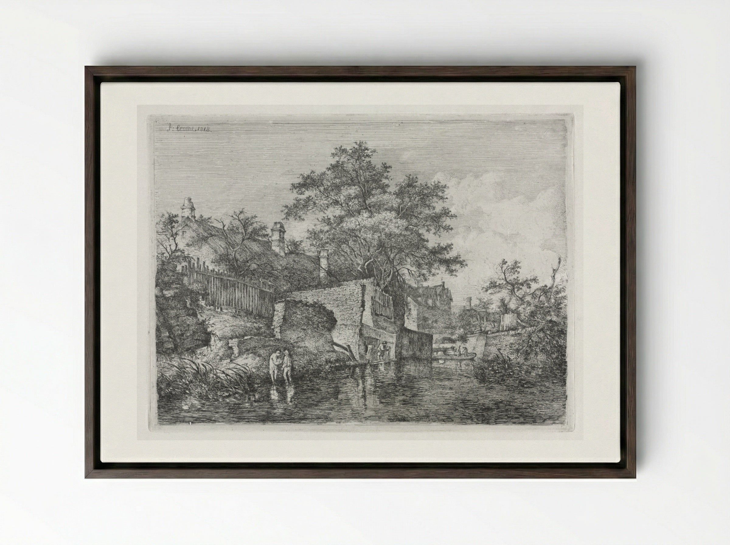Front of the New Mills - John Crome - Framed Canvas Dark Wood