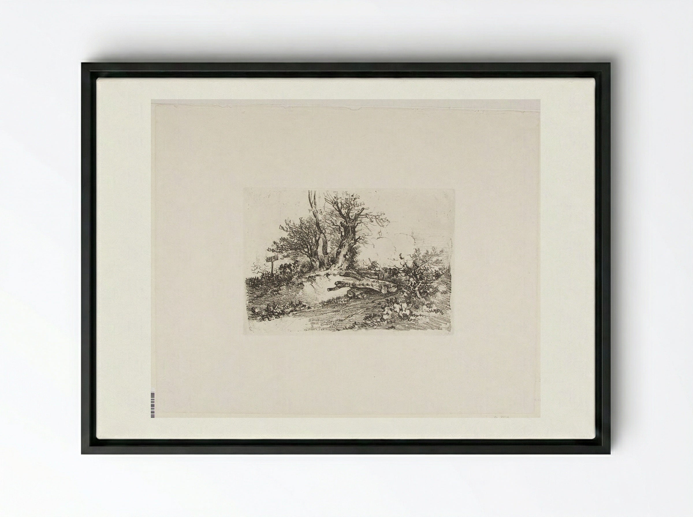 Trees on a Bank - John Crome - Framed Canvas Black