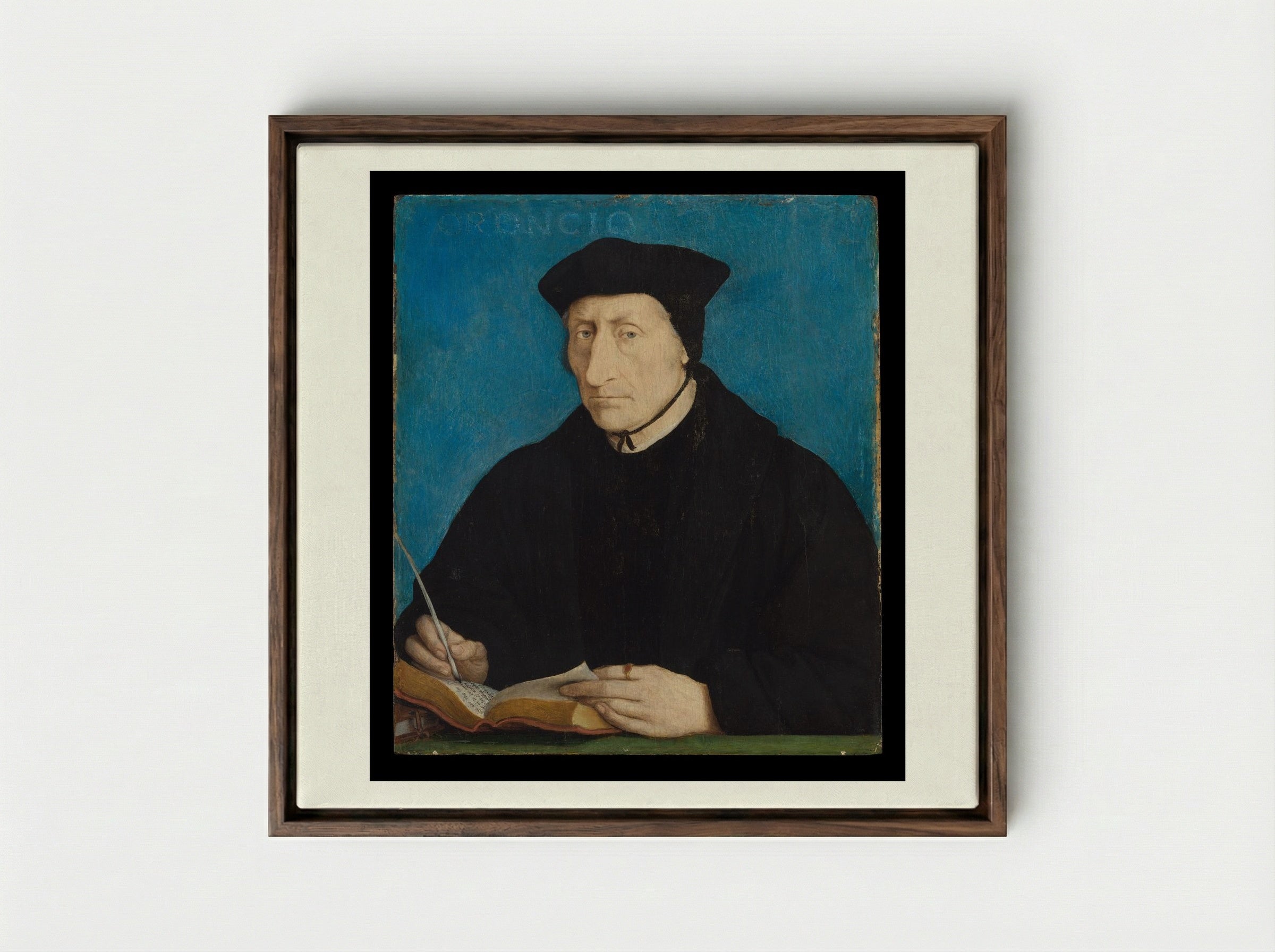 Guillaume Budé - Jean Clouet - Framed Canvas Dark Wood