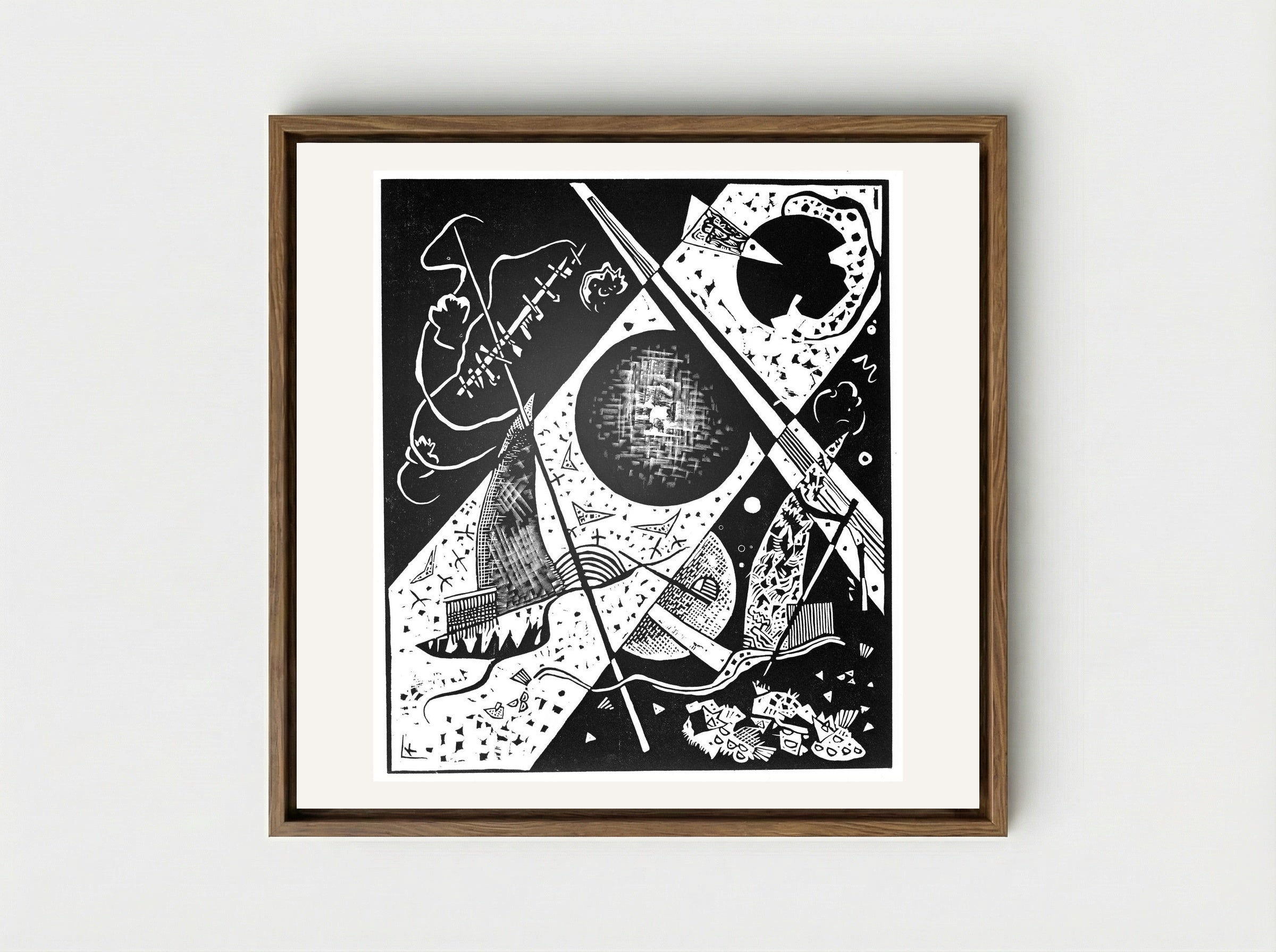 Untitled (Abstraction - Ball and Diagonal) - Wassily Kandinsky - Framed Canvas Wood