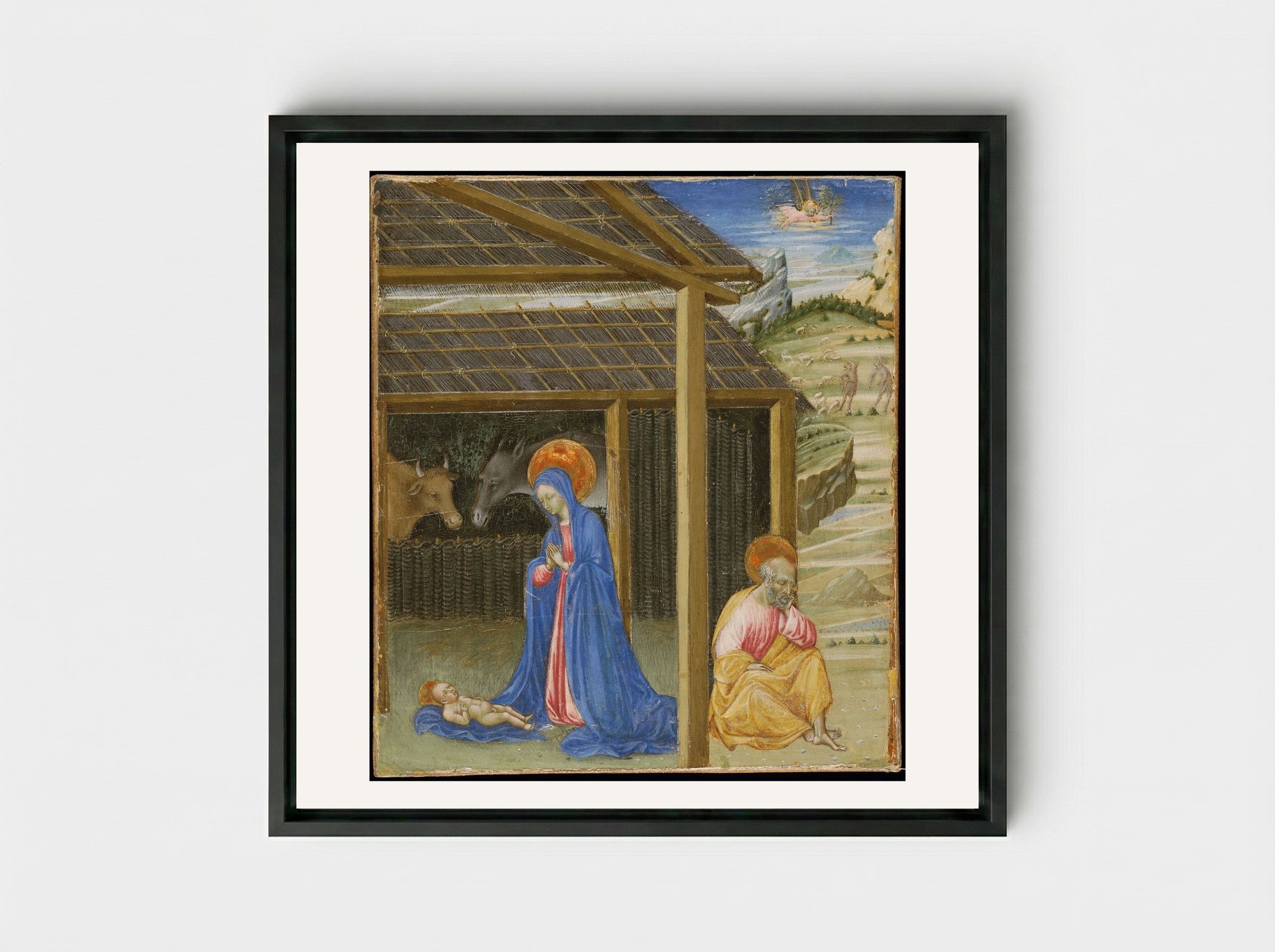 The Nativity - Giovanni di Paolo - Framed Canvas Black