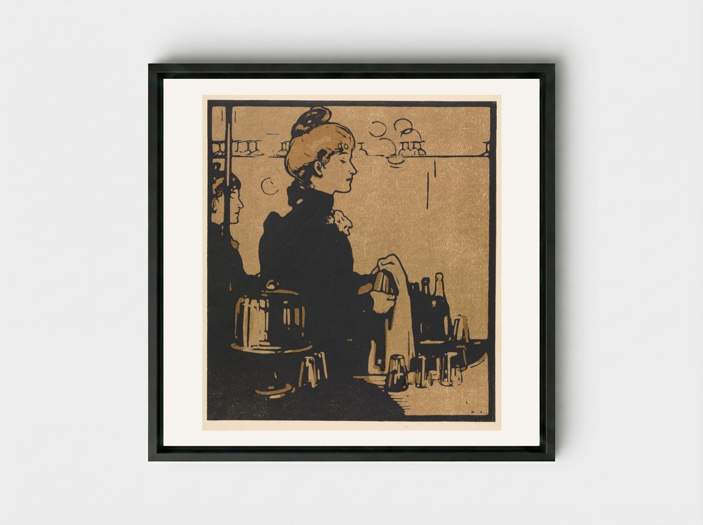 London Types: Barmaid - William Nicholson - Framed Canvas Black