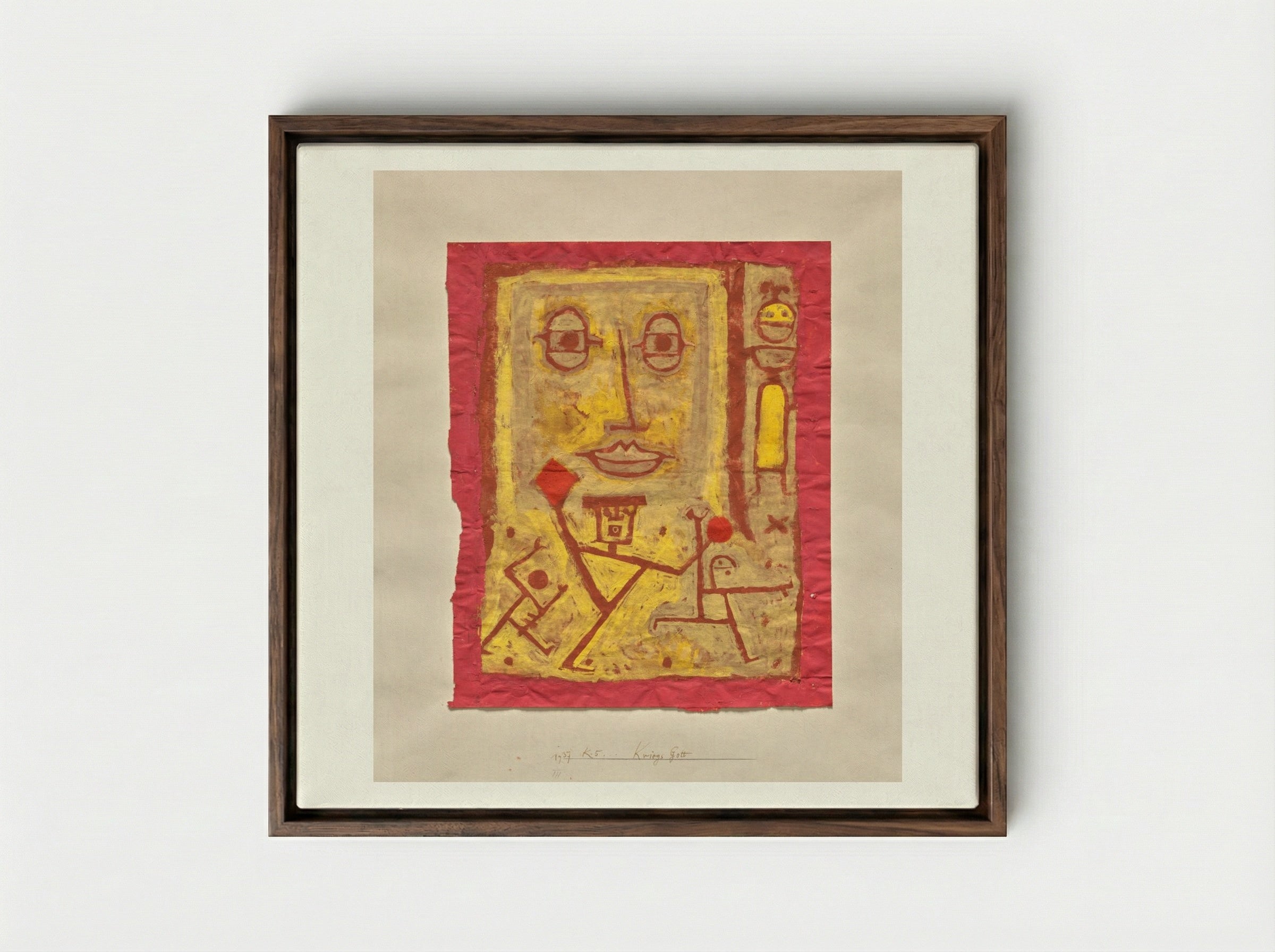 God of War (Kriegs-Gott) - Paul Klee - Framed Canvas Dark Wood