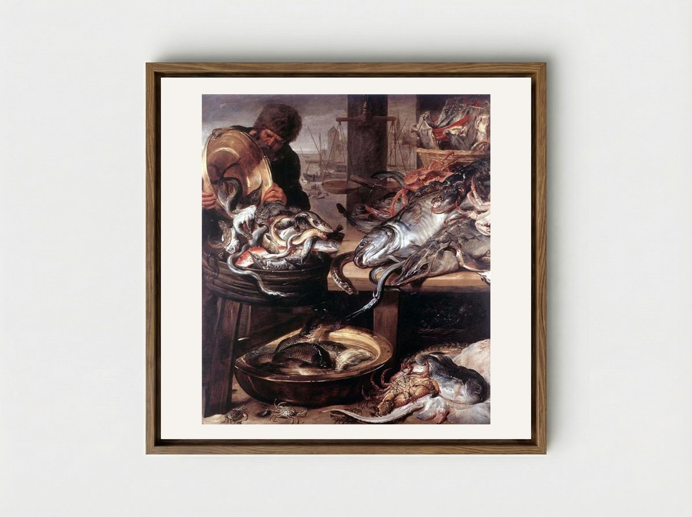 The Fishmonger - Frans Snyders - Framed Canvas Wood