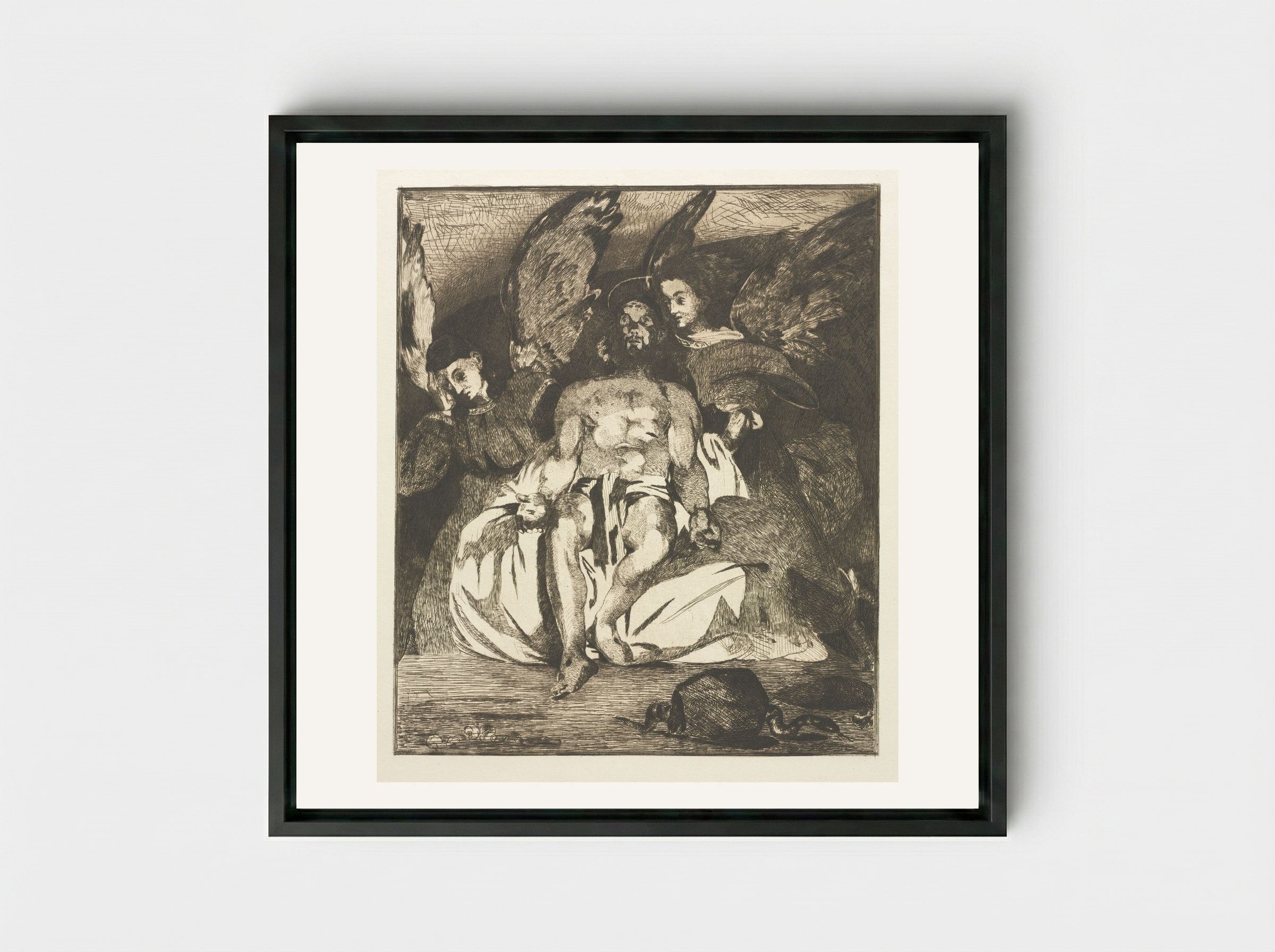 Dead Christ with Angels - Édouard Manet - Framed Canvas Black