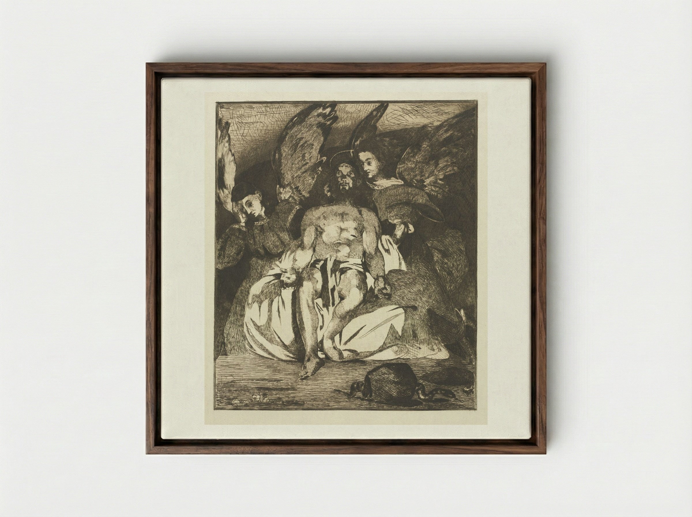 Dead Christ with Angels - Édouard Manet - Framed Canvas Dark Wood