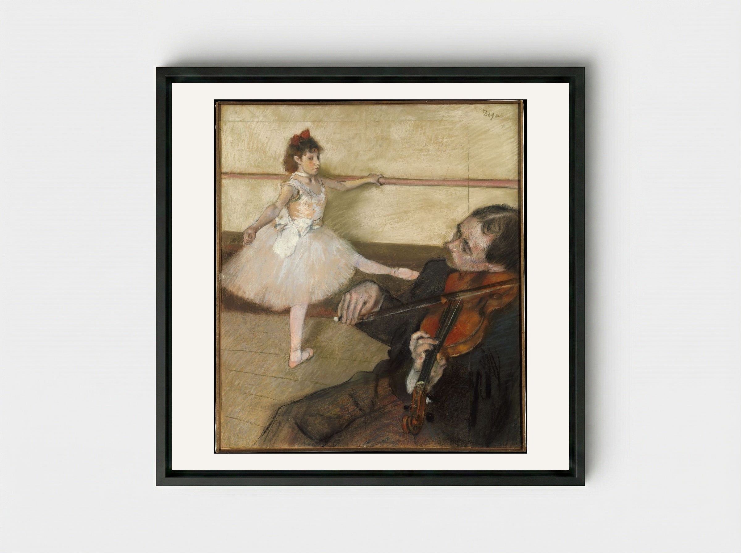 The Dance Lesson - Edgar Degas - Framed Canvas Black