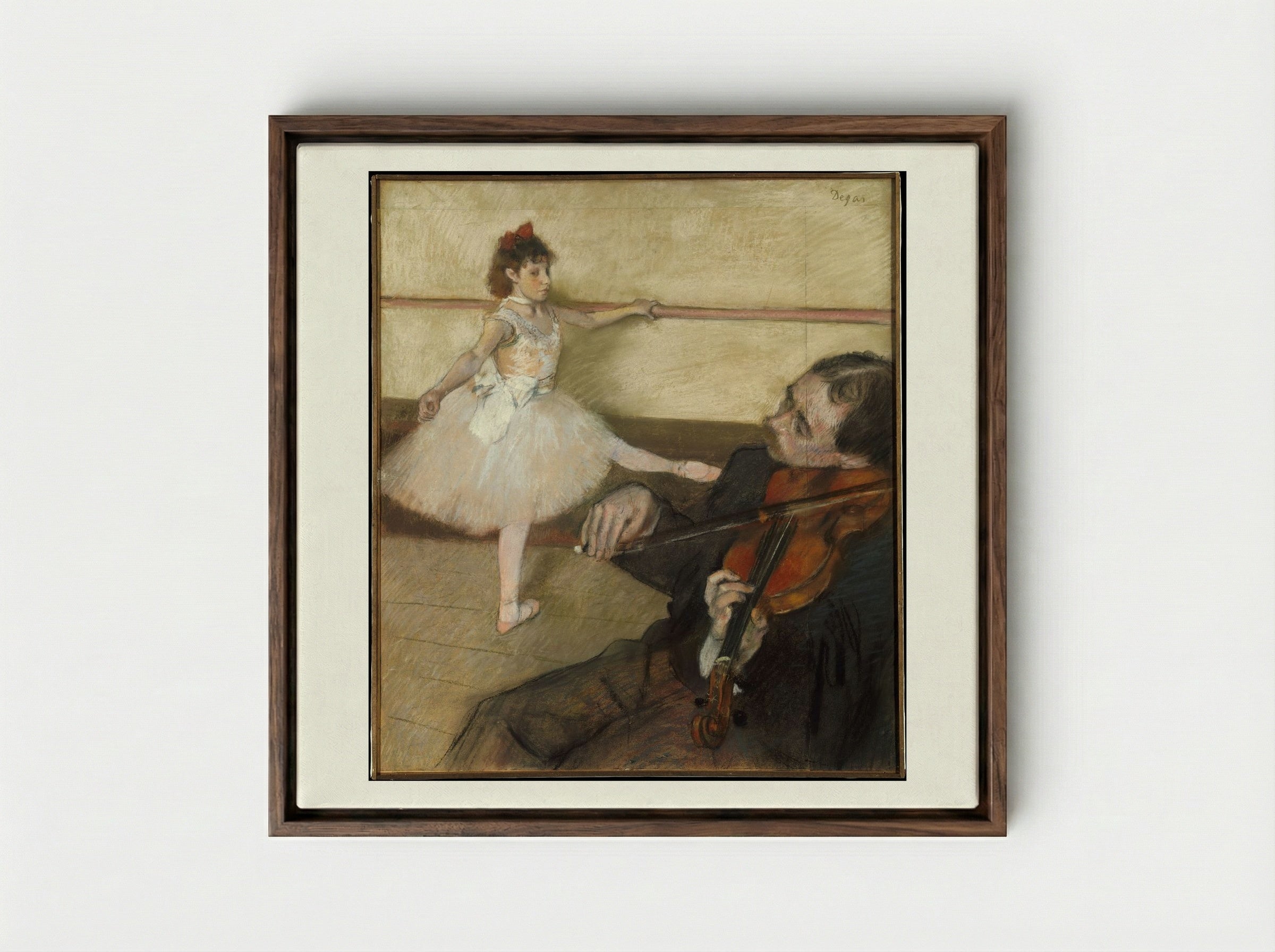 The Dance Lesson - Edgar Degas - Framed Canvas Dark Wood