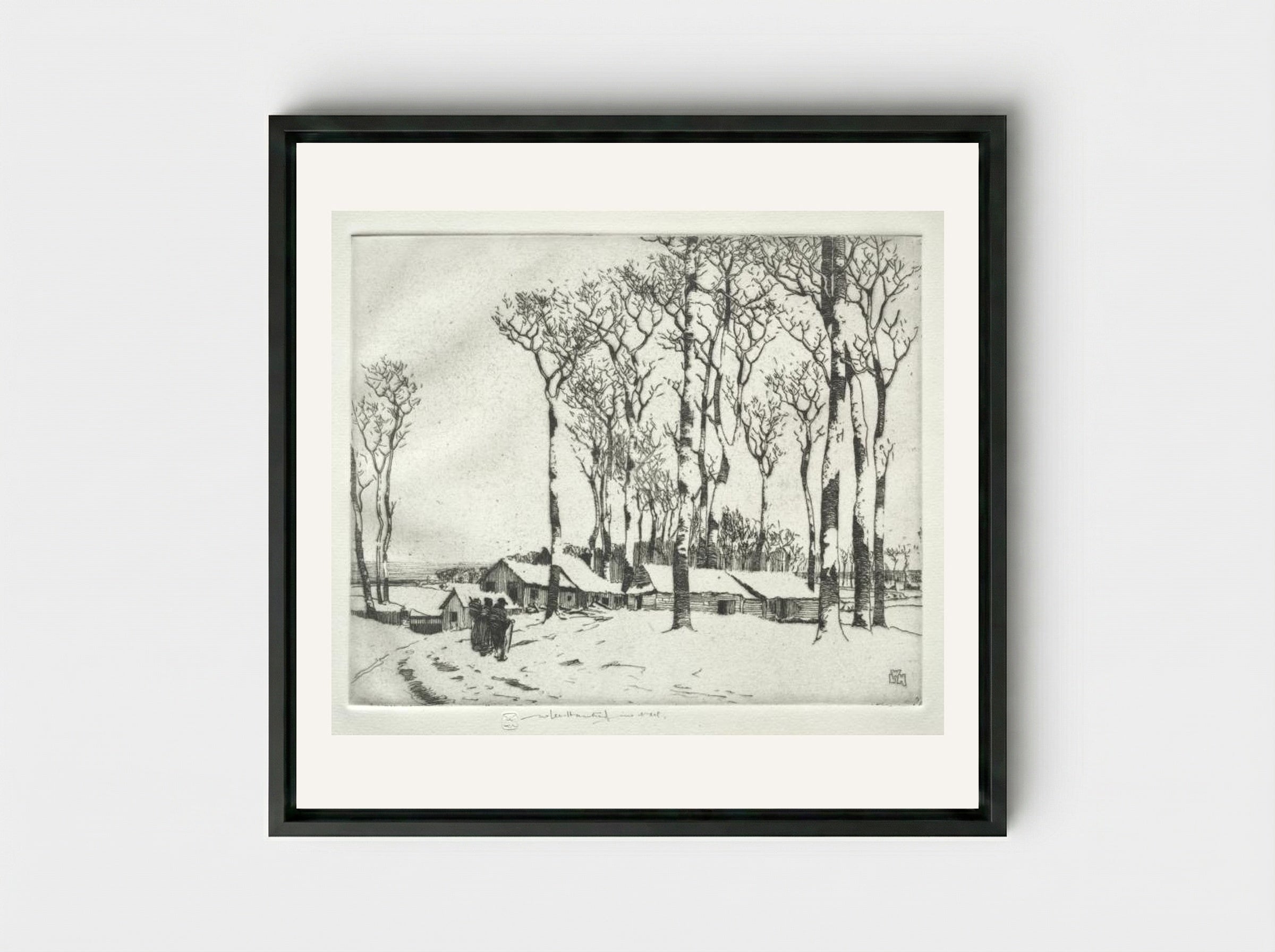 Sur la Neige (Harold Wood, near Romford) - William Lee Hankey - Framed Canvas Black