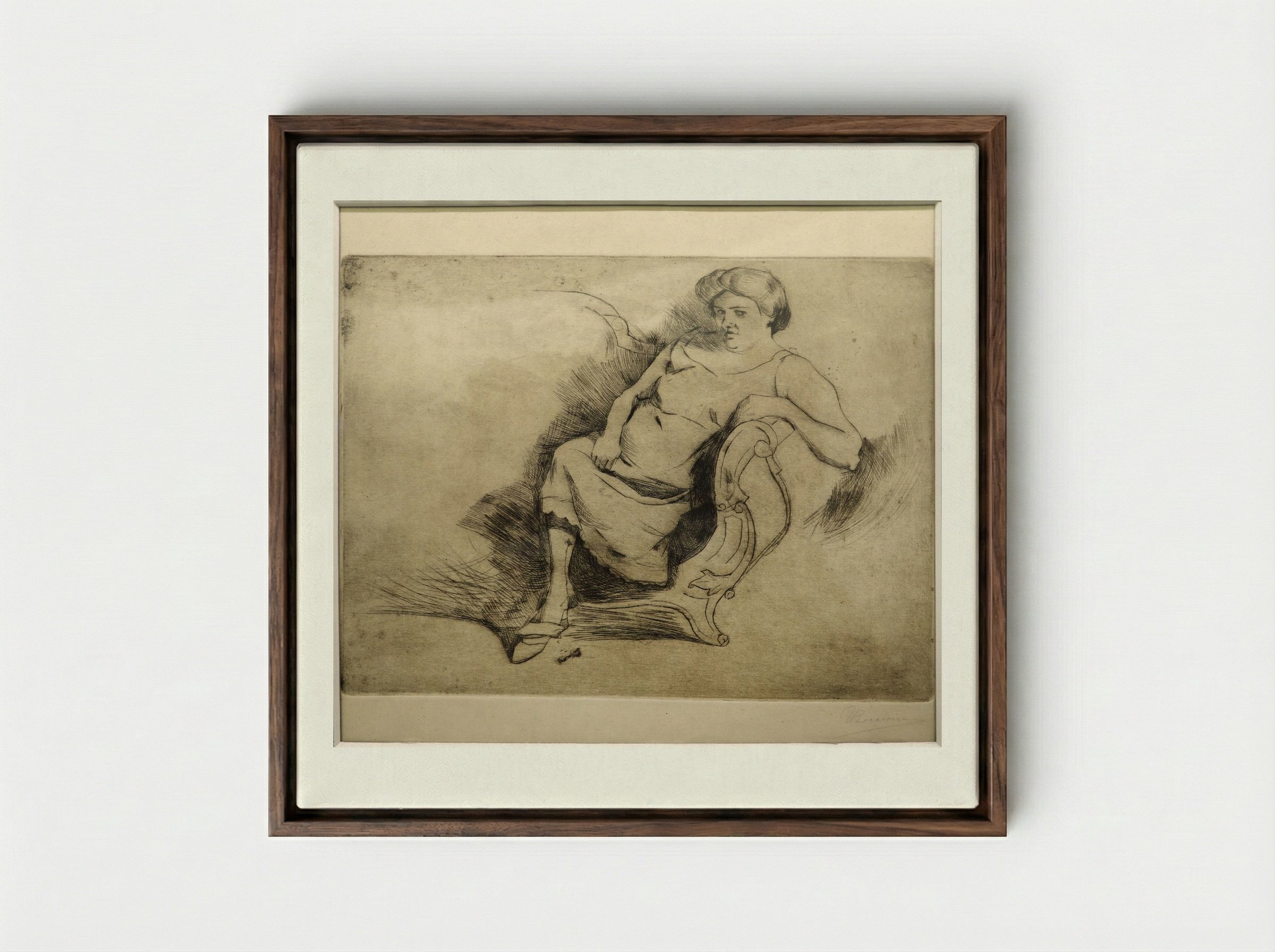 Gisella - Umberto Boccioni - Framed Canvas Dark Wood