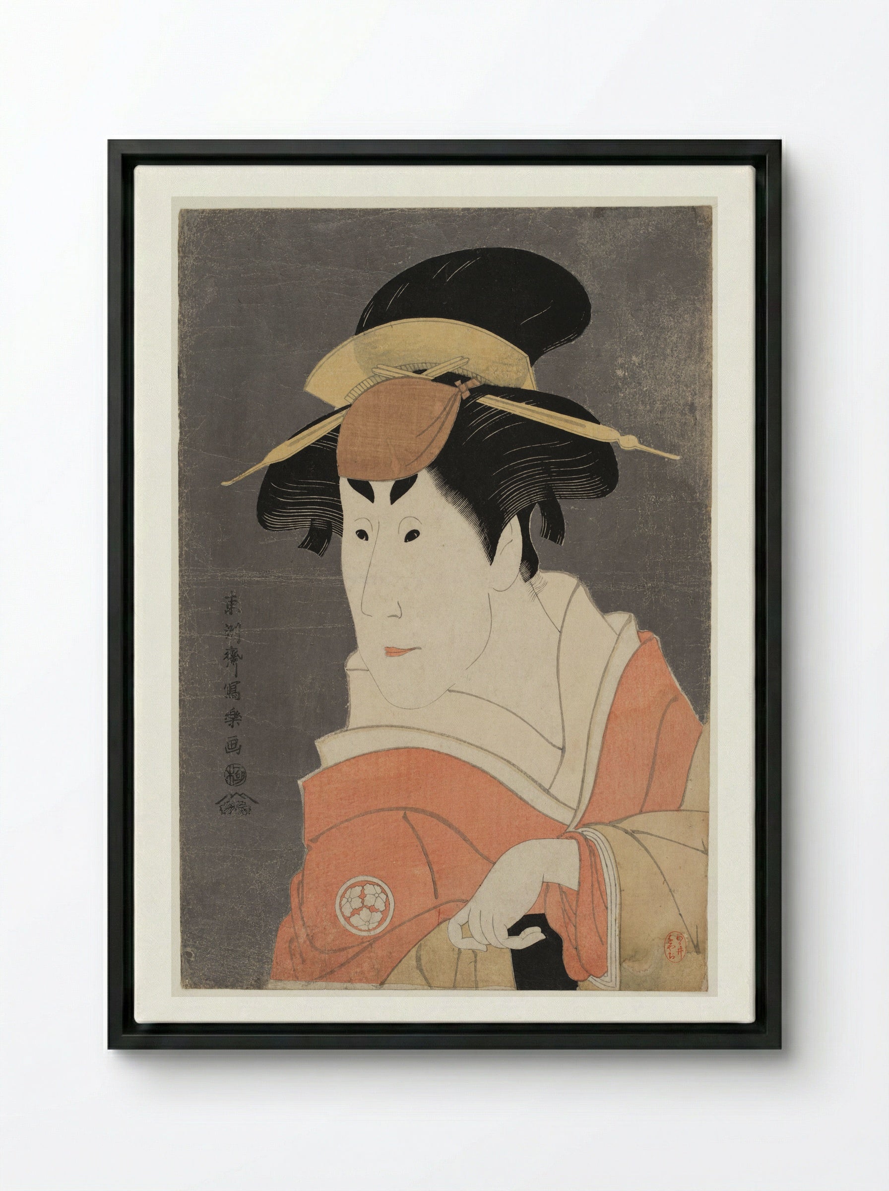 Actor Osagawa Tsuneyo 2nd - Tōshūsai Sharaku - Framed Canvas Black