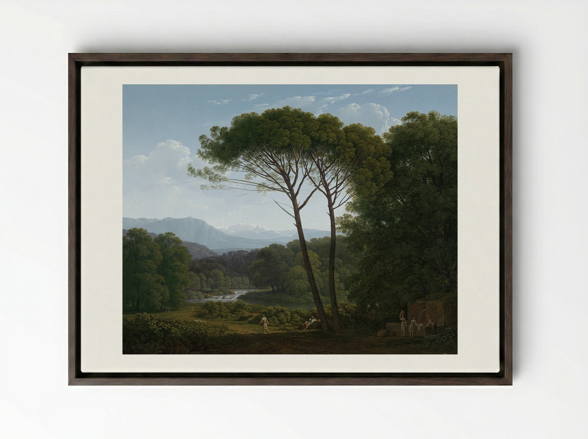 Italianate Landscape with Pines - Hendrik Voogd - Framed Canvas Dark Wood