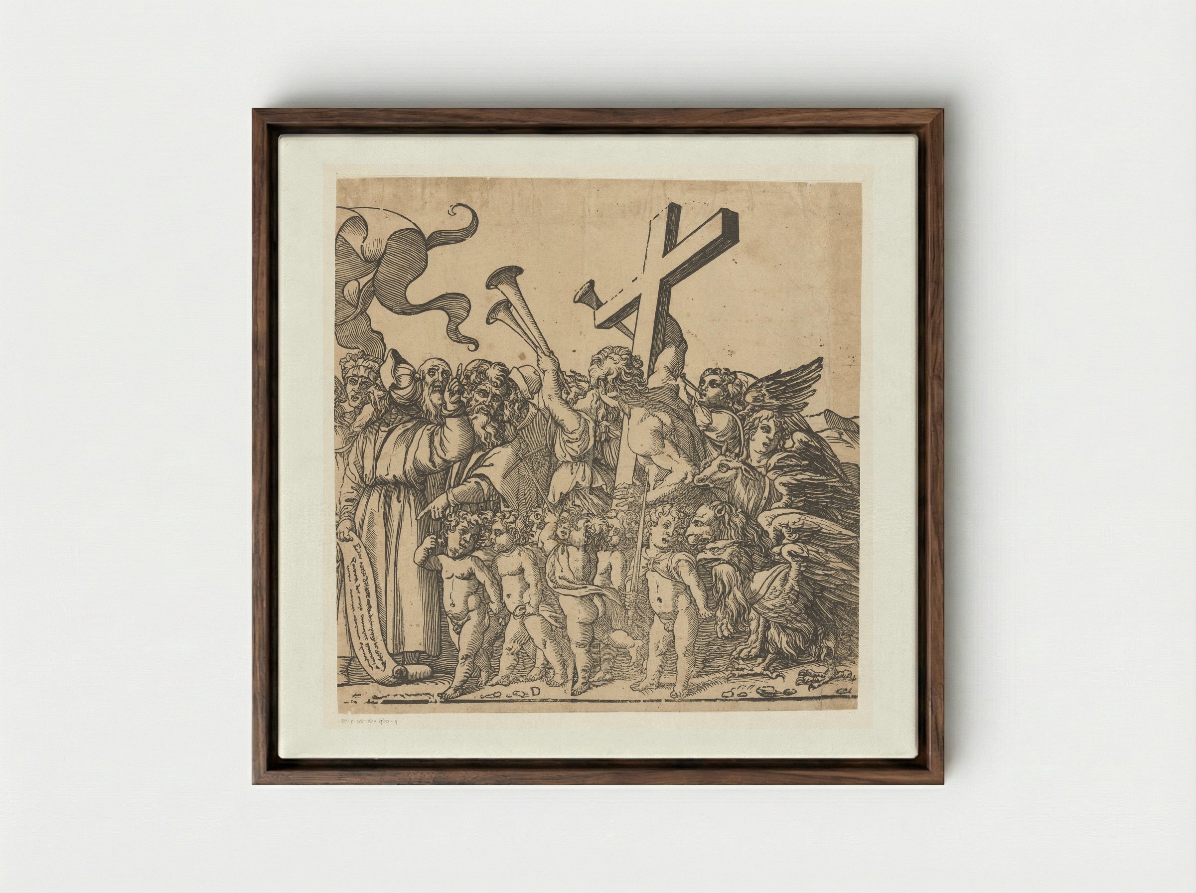 Triomf van Christus (vierde deel) - Andrea Andreani - Framed Canvas Dark Wood