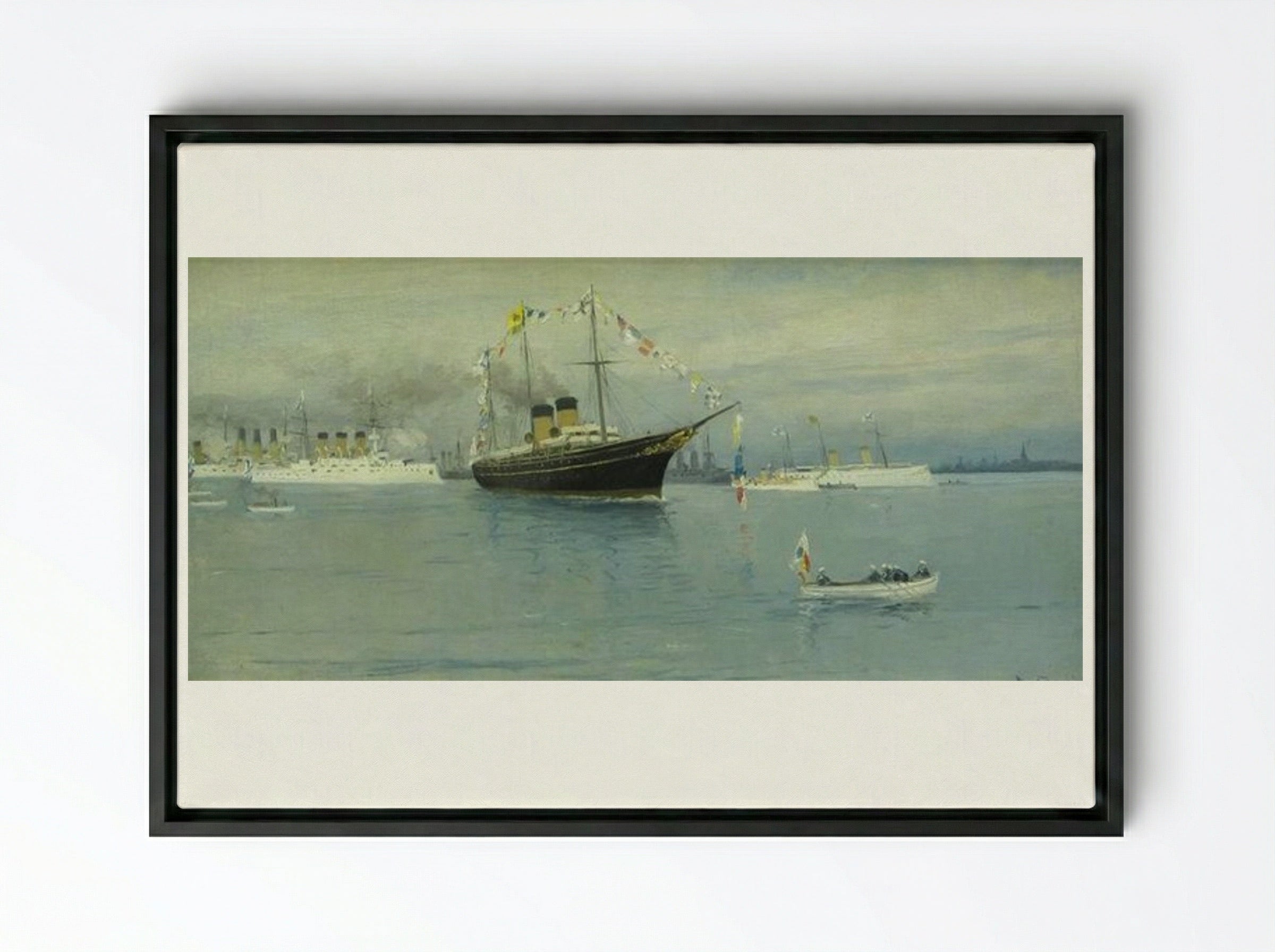 Parade of the Navy. Imperial yacht Standart. - Ivan Vladimirov - Framed Canvas Black