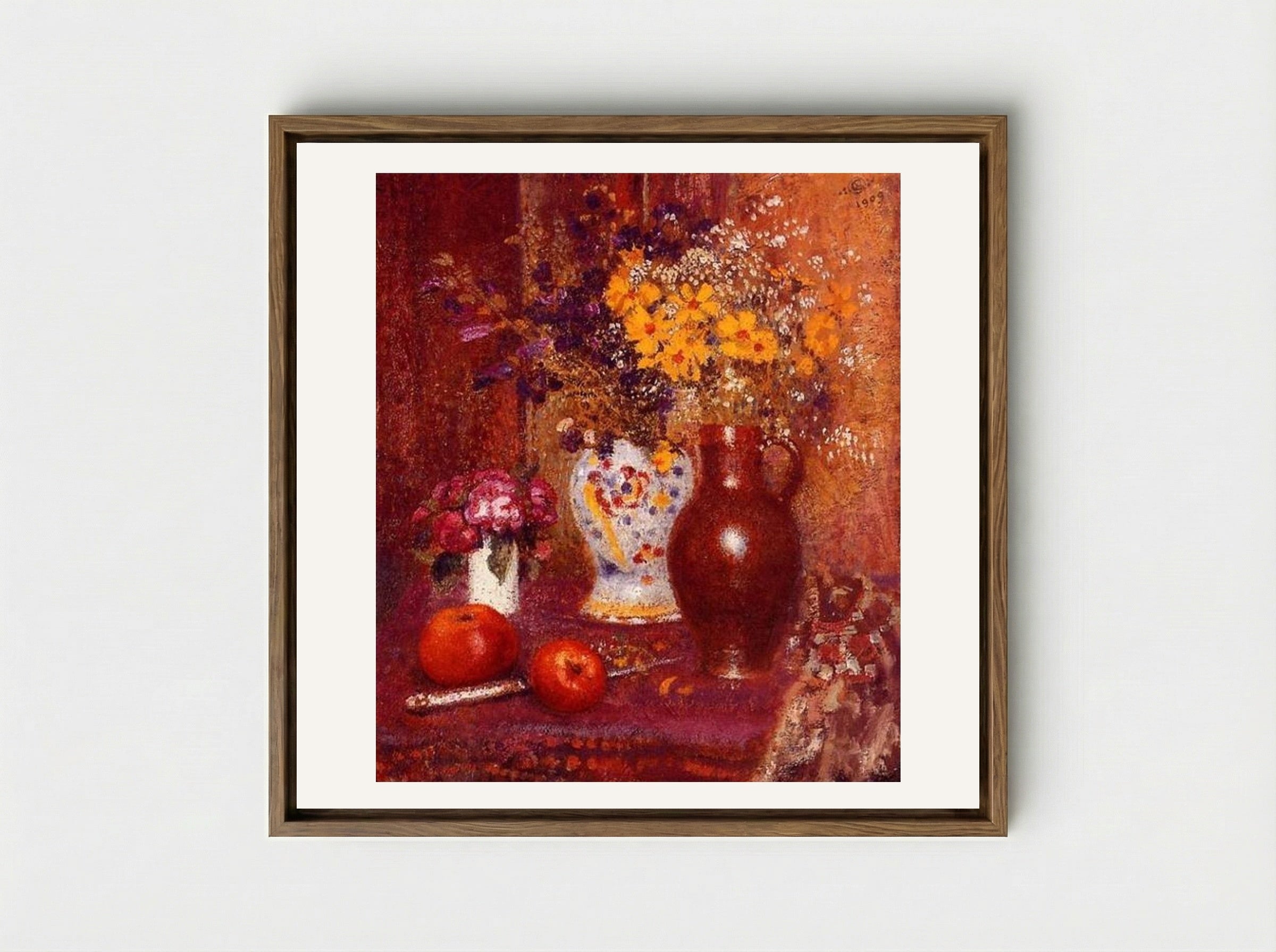 Flowers and Apples - Georges Lemmen - Framed Canvas Wood