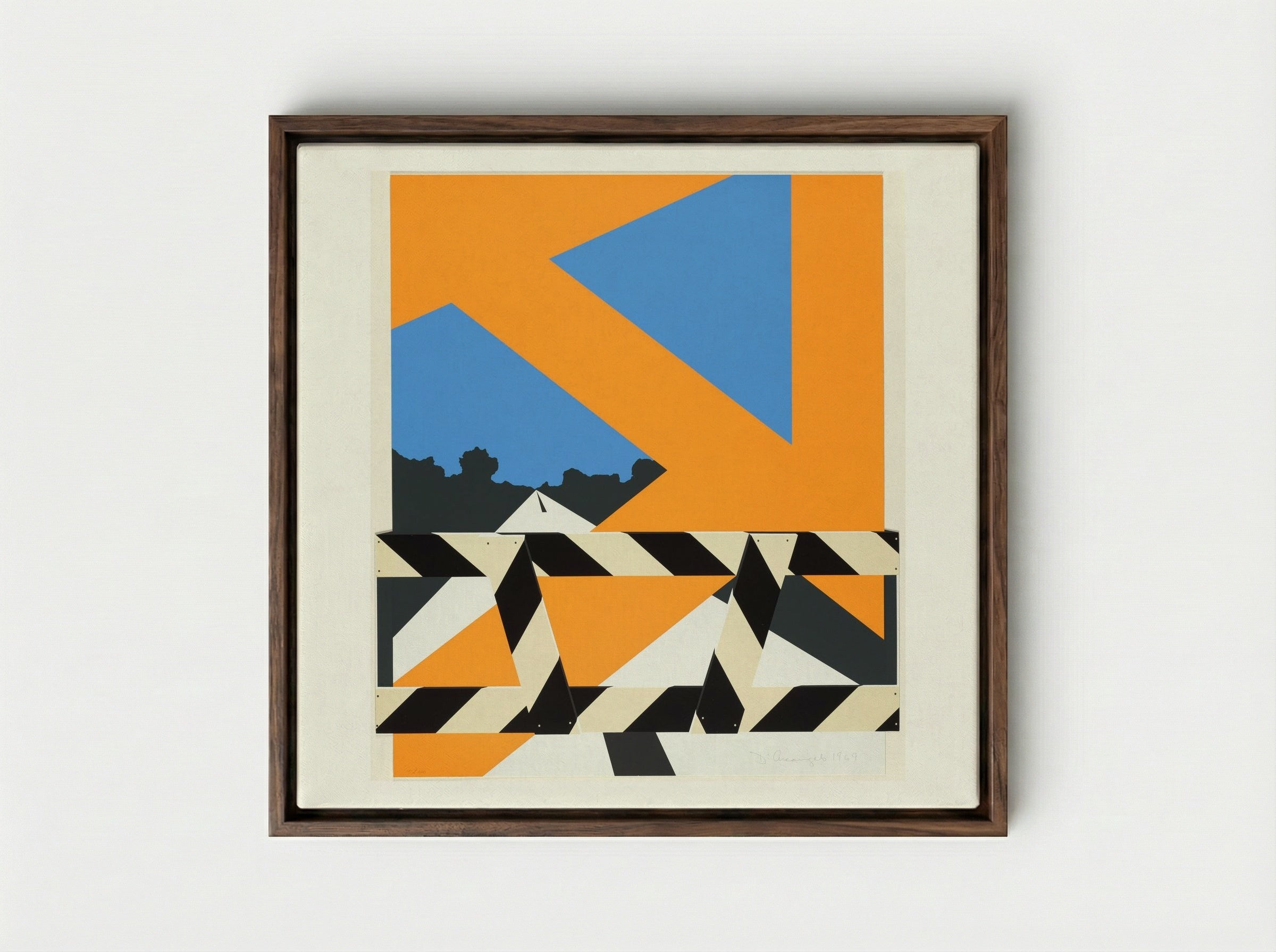 Bridge Barrier - Allan D'Arcangelo - Framed Canvas Dark Wood