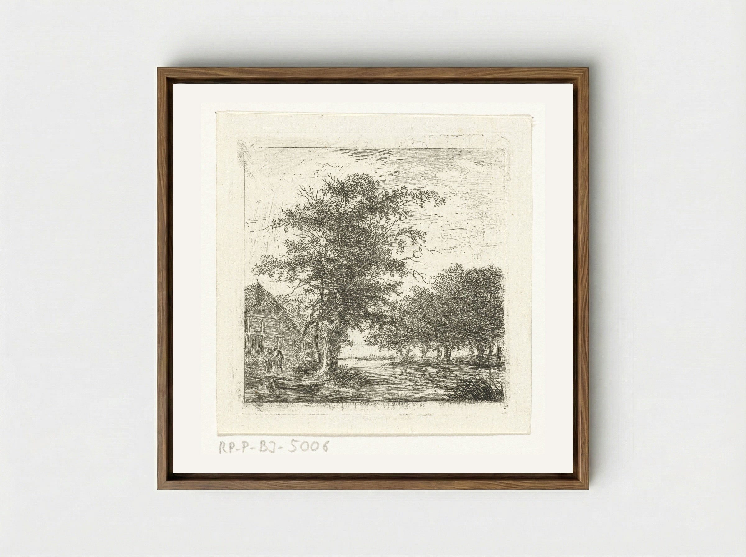 River in a Wooded Landscape - Hermanus van Brussel - Framed Canvas Wood