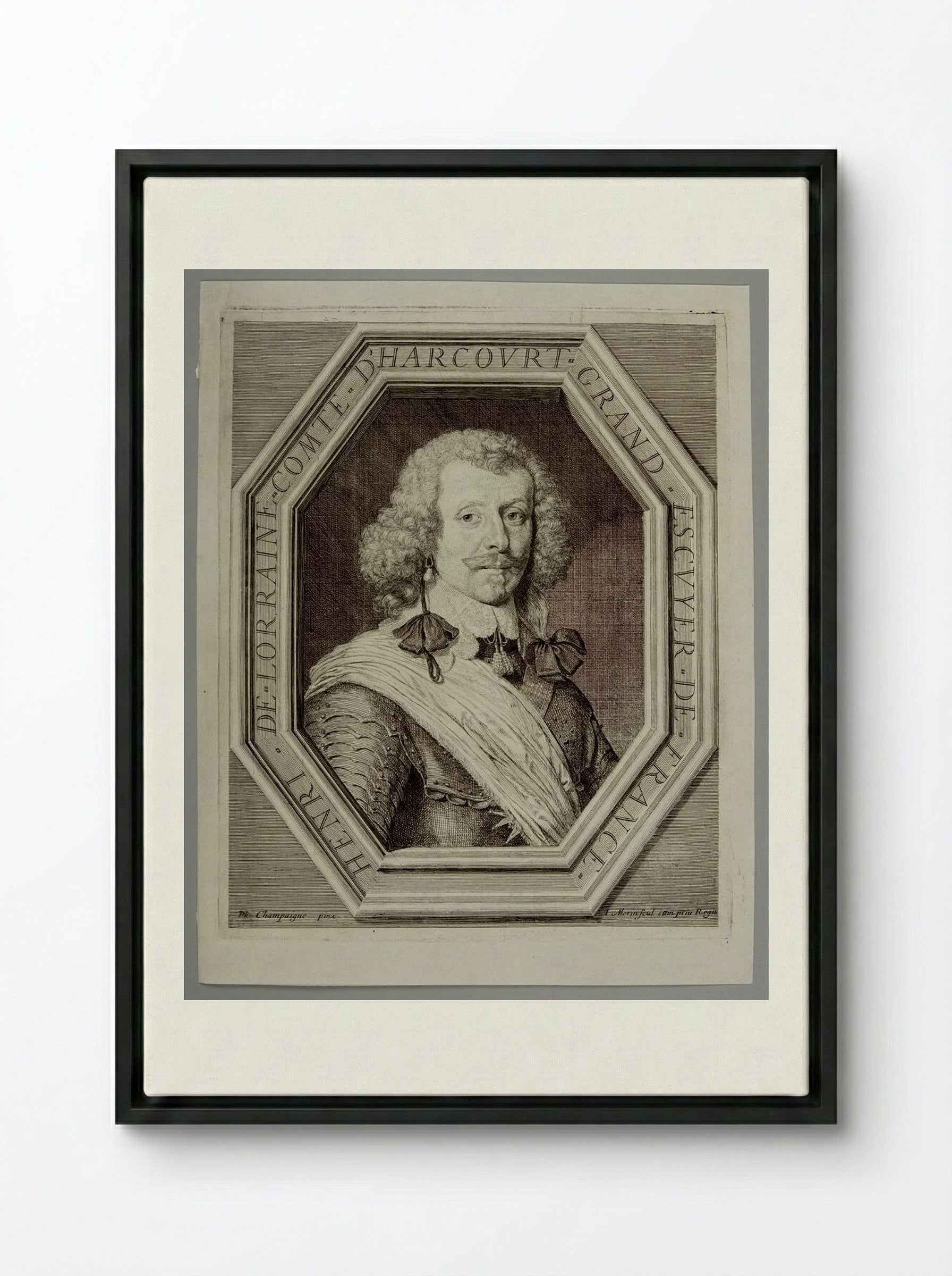 Henri de Lorraine, Comte d'Harcourt, Grand Escuyer de France - Jean Morin - Framed Canvas Black