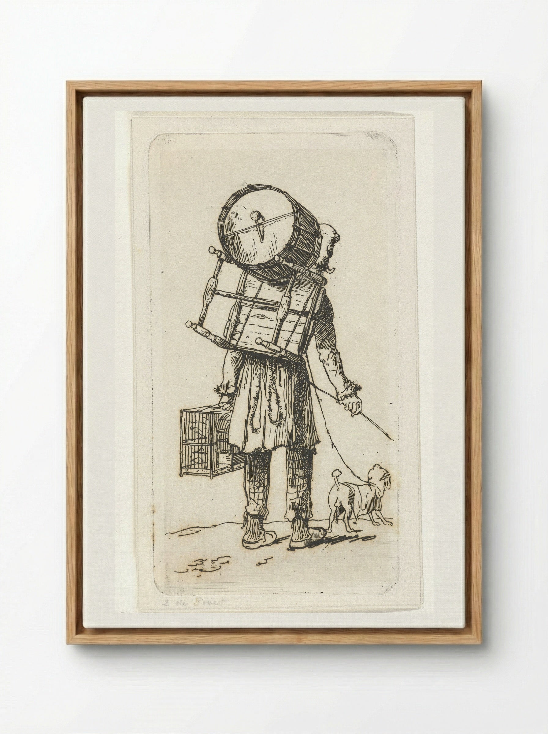 Straatmuzikant met hond - Jacobus Ludovicus Cornet - Framed Canvas Wood
