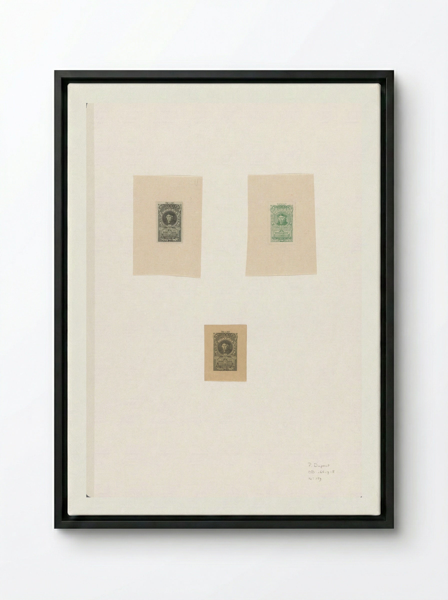Sluitzegel voor de Vakschool voor de Typografie in Utrecht - Pieter Dupont - Framed Canvas Black
