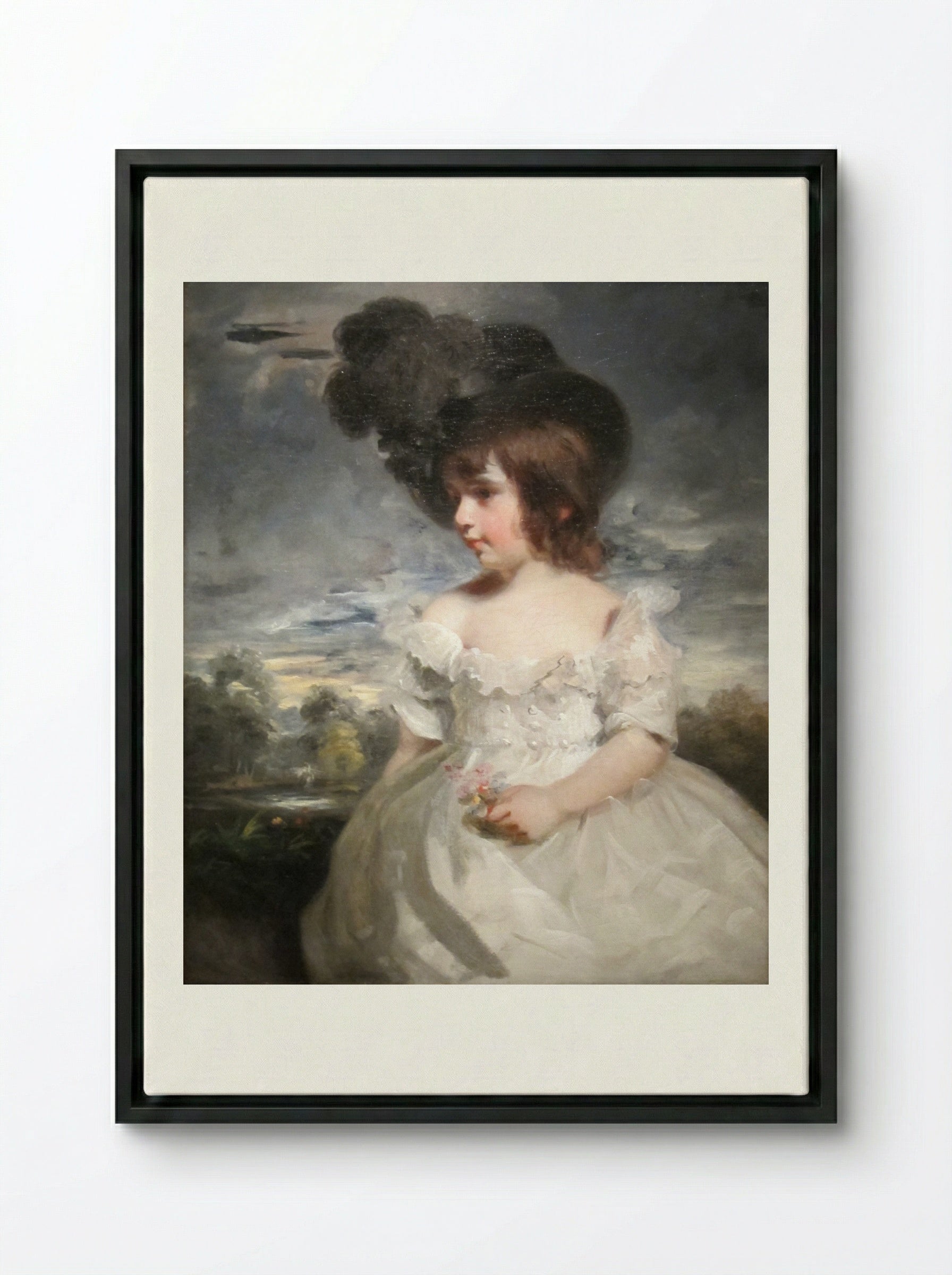 Master Meyrick (William Henry Meyrick in ruffled infant's dress) - John Hoppner - Framed Canvas Black
