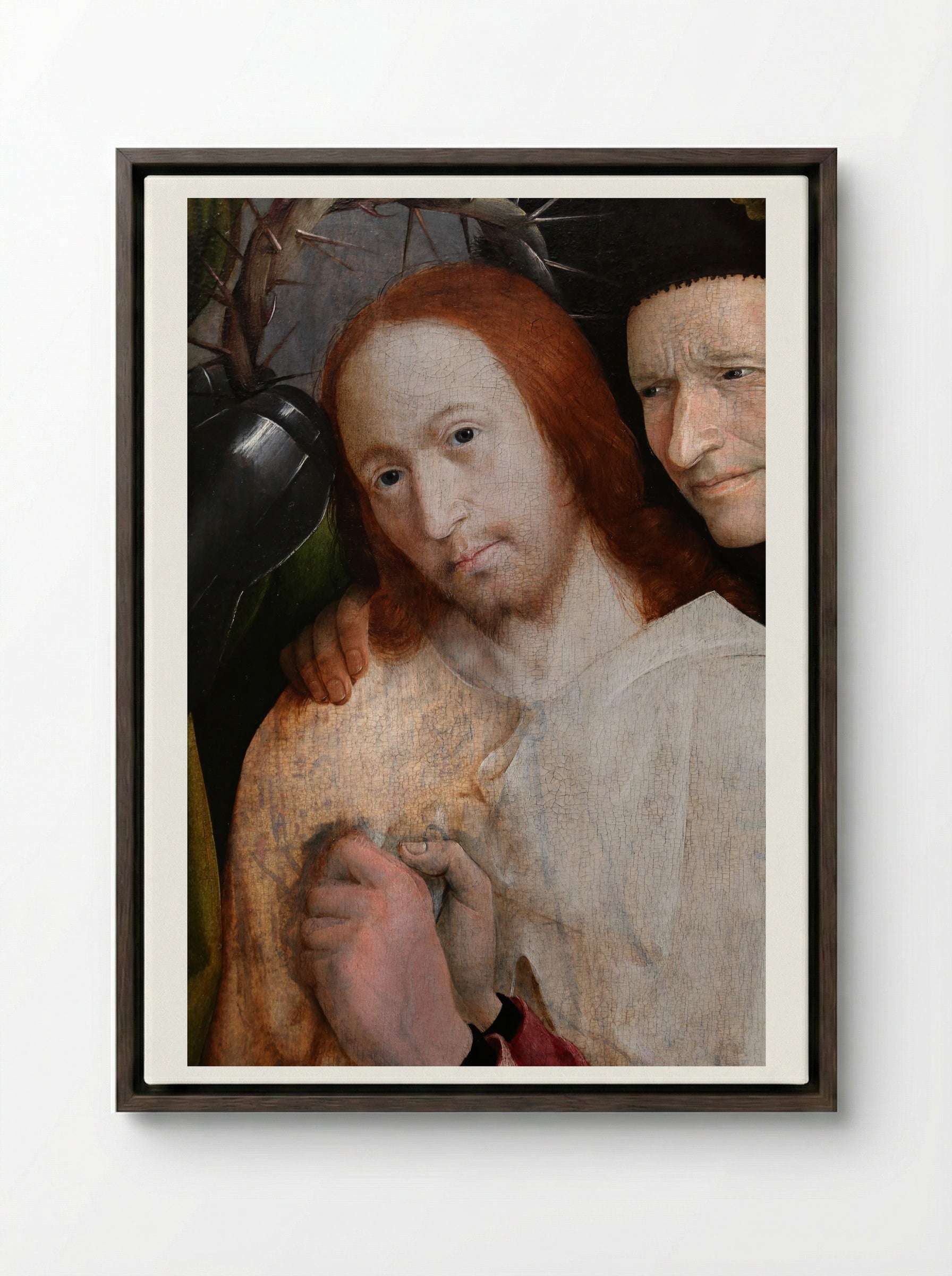 Christ Crowned with Thorns - Hieronymus Bosch - Framed Canvas Dark Wood
