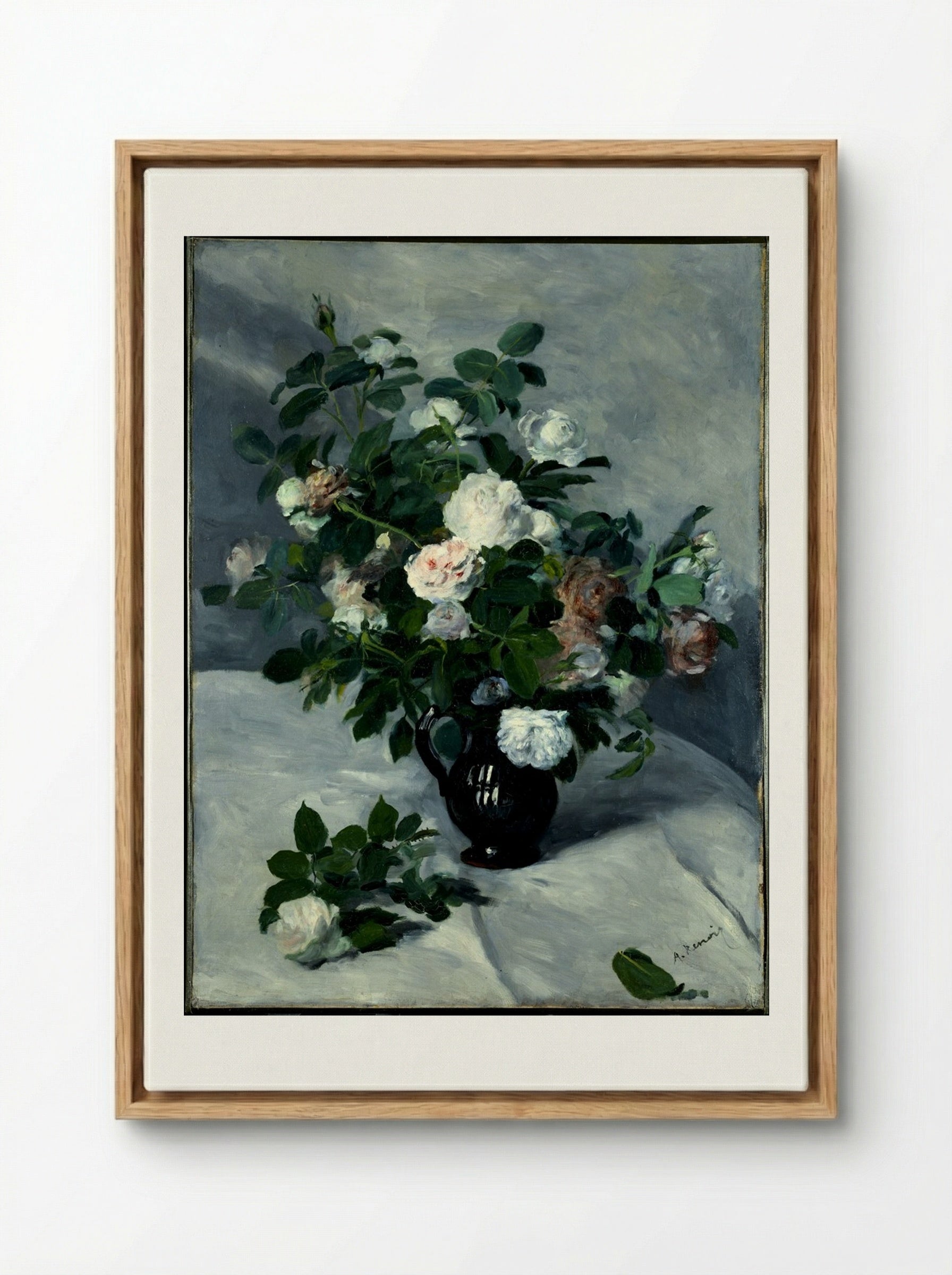 Still Life with Roses - Pierre-Auguste Renoir - Framed Canvas Wood