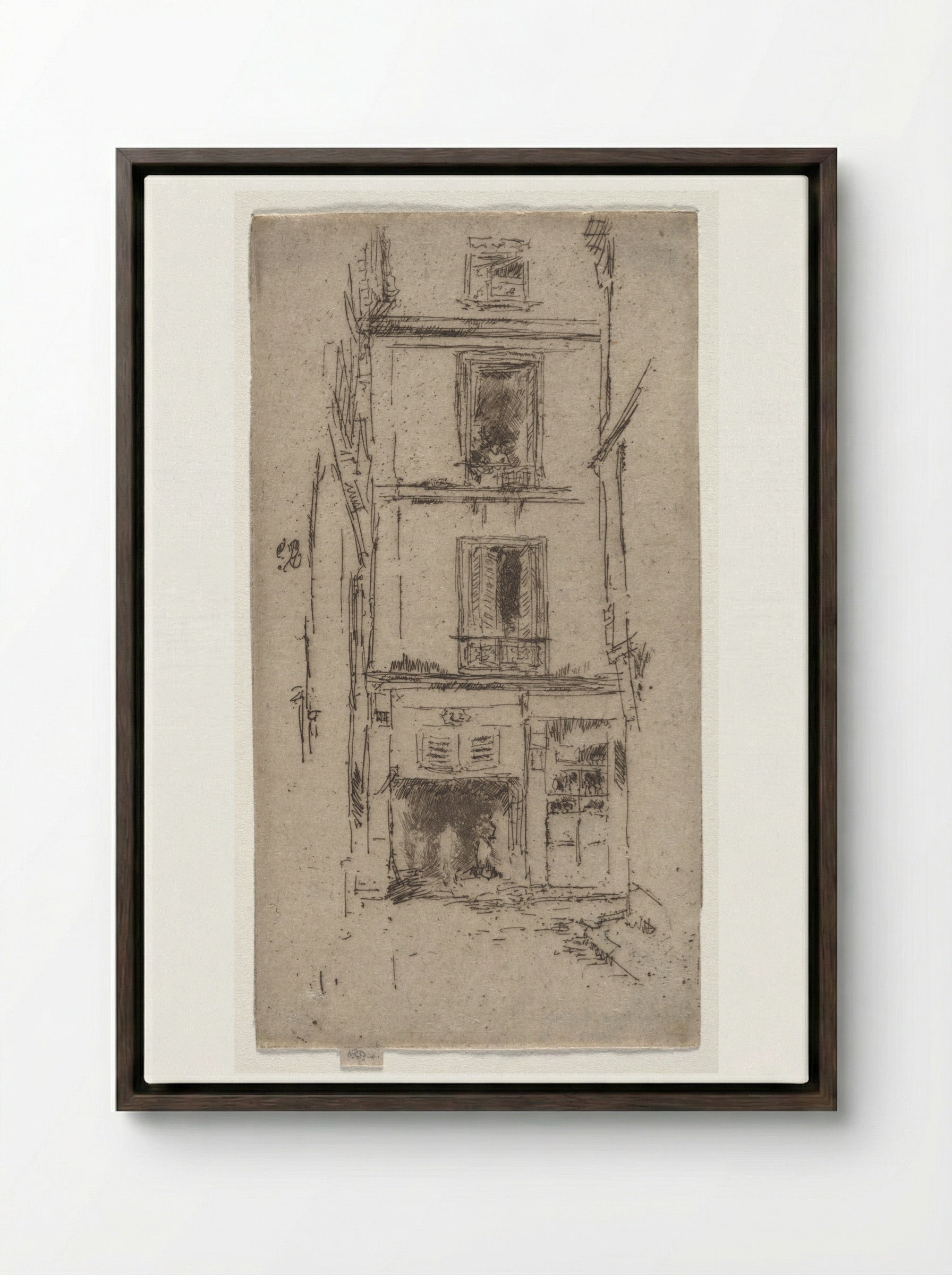 Rue des Bons Enfants, Tours - James McNeill Whistler - Framed Canvas Dark Wood