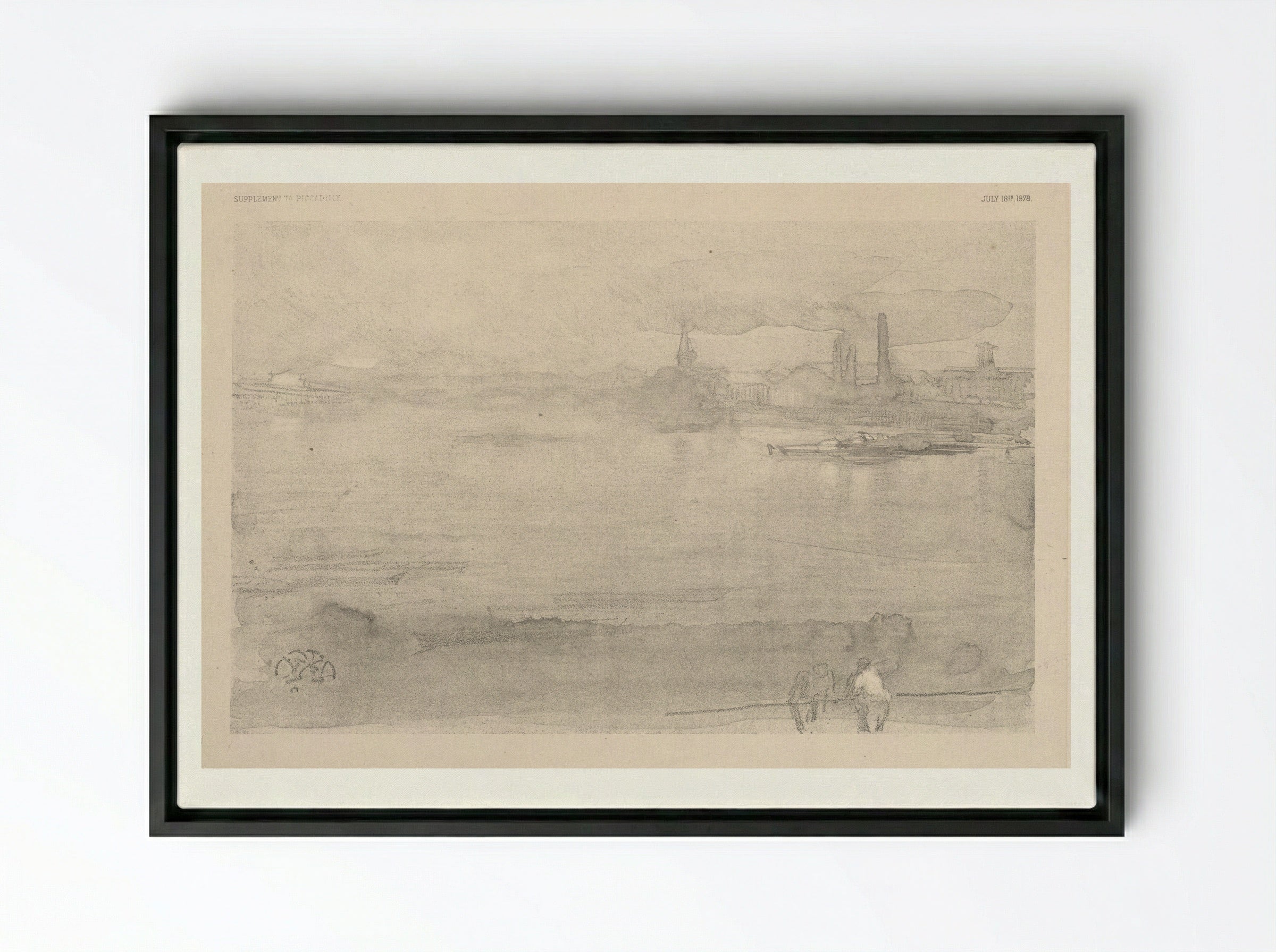 Early Morning: The Thames at Battersea - James McNeill Whistler - Framed Canvas Black