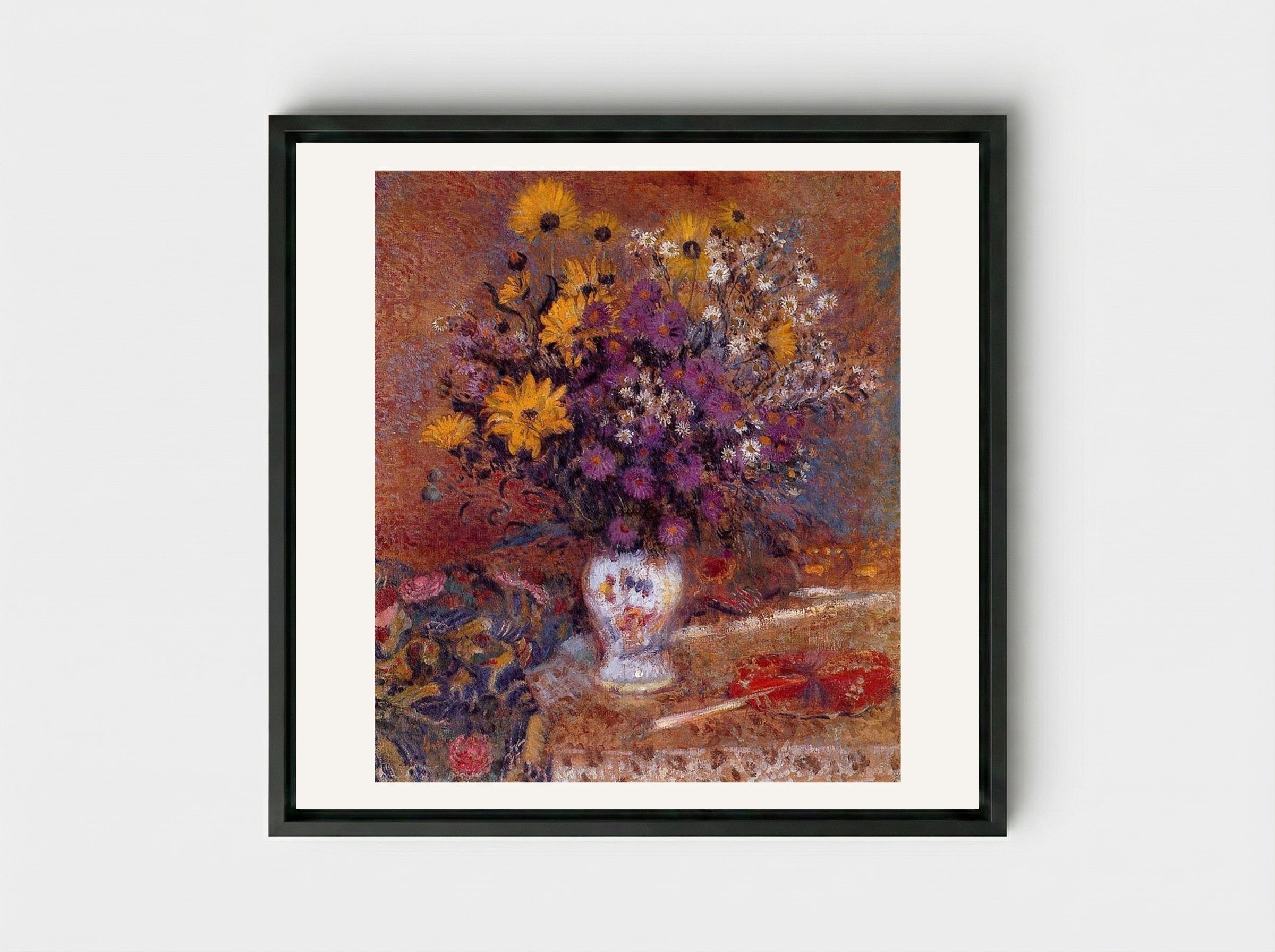 Vase of Flowers - Georges Lemmen - Framed Canvas Black