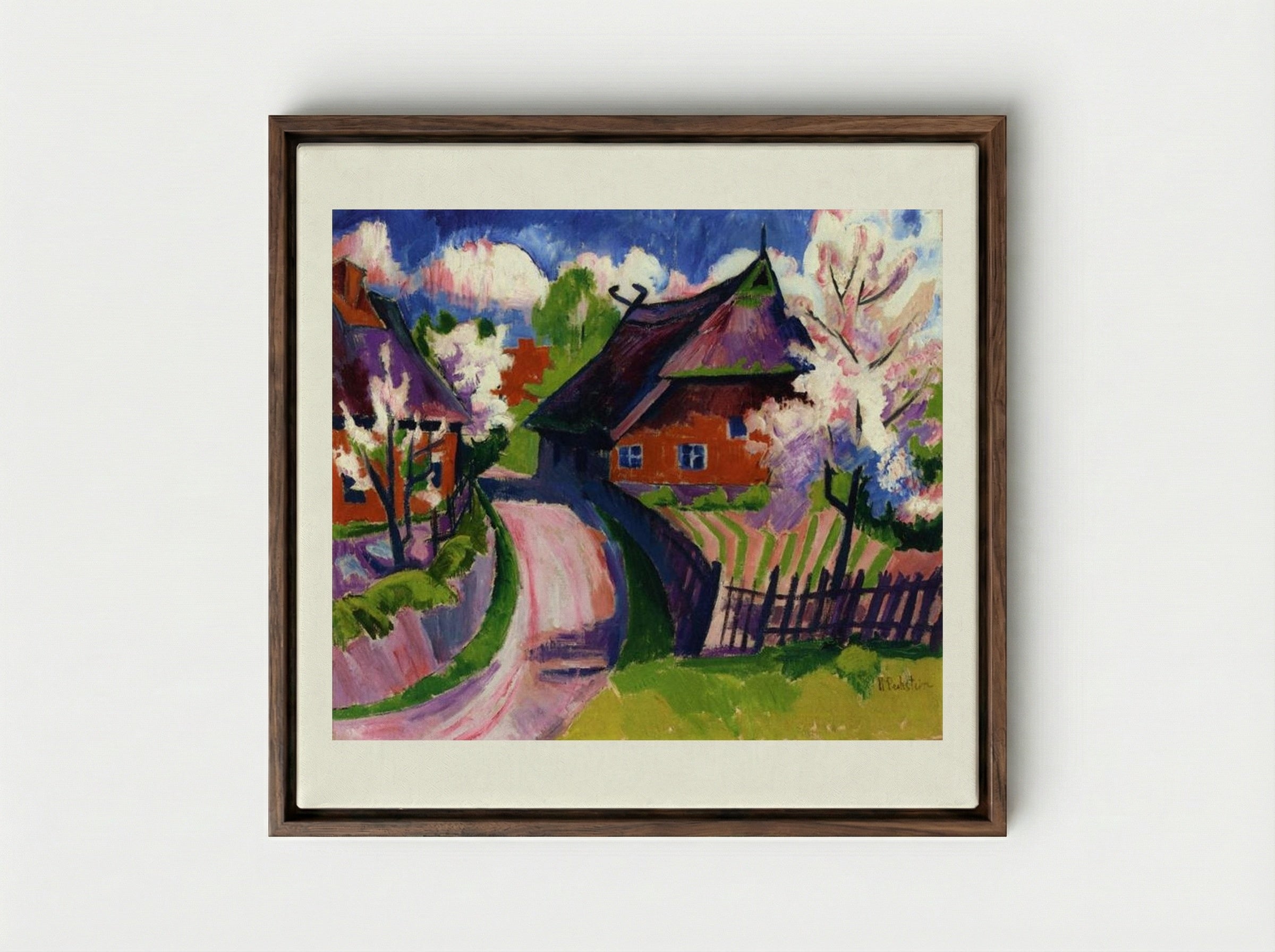 Springtime - Max Pechstein - Framed Canvas Dark Wood