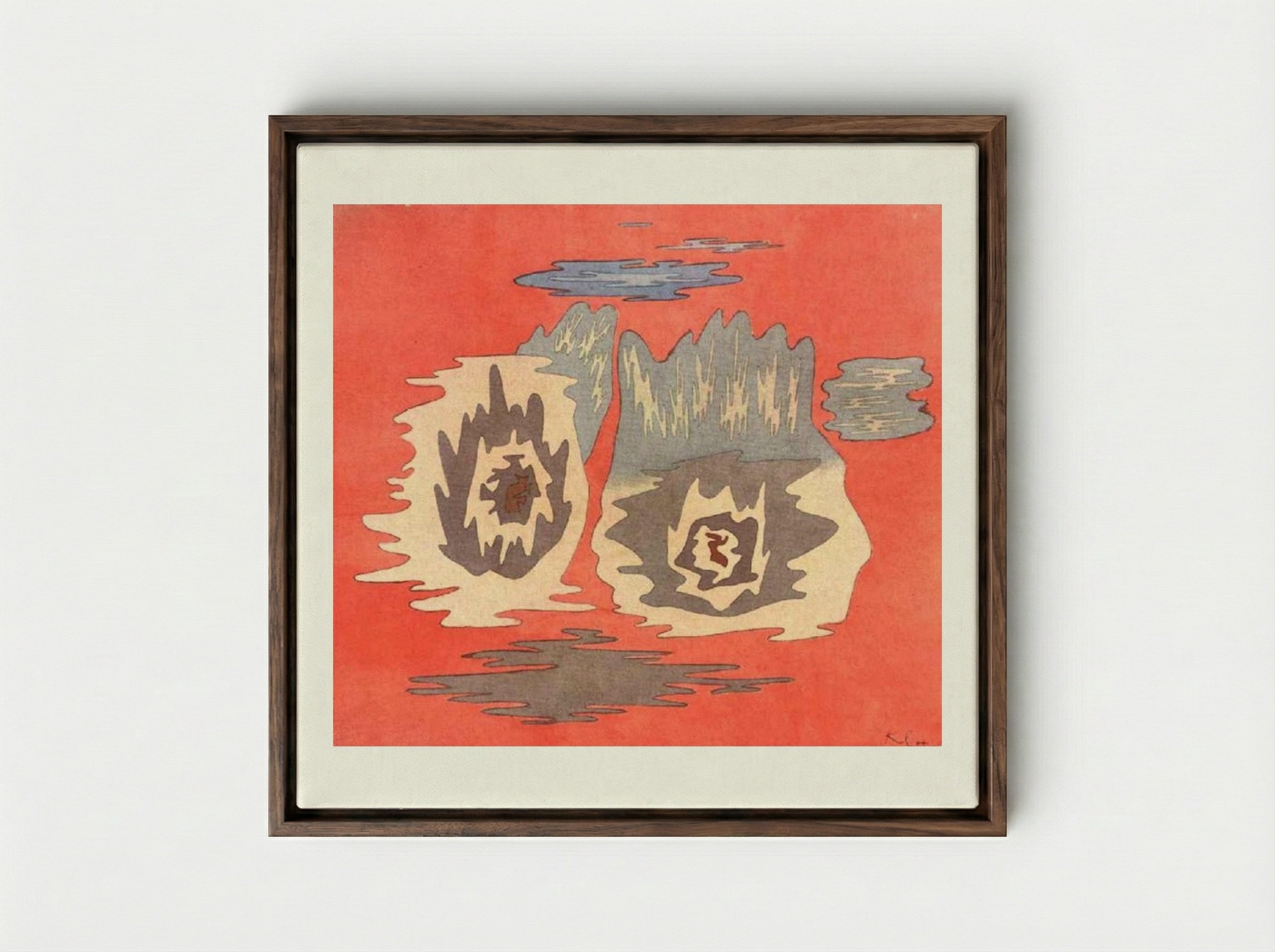 The Place of the Twins - Paul Klee - Framed Canvas Dark Wood