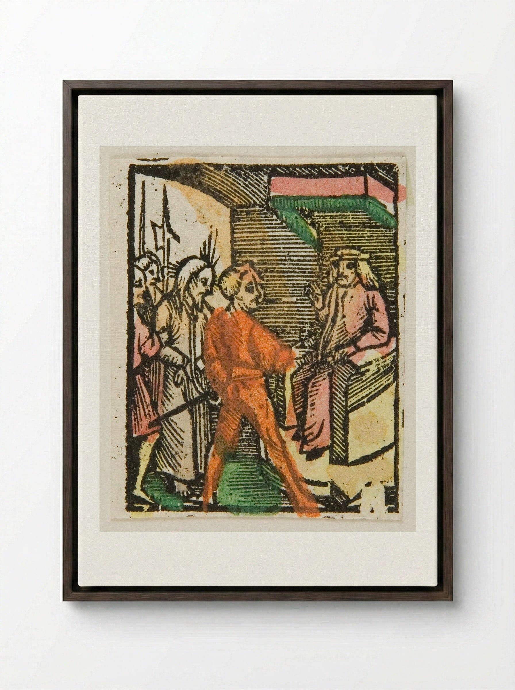 Christ Before Herod - Urs Graf - Framed Canvas Dark Wood