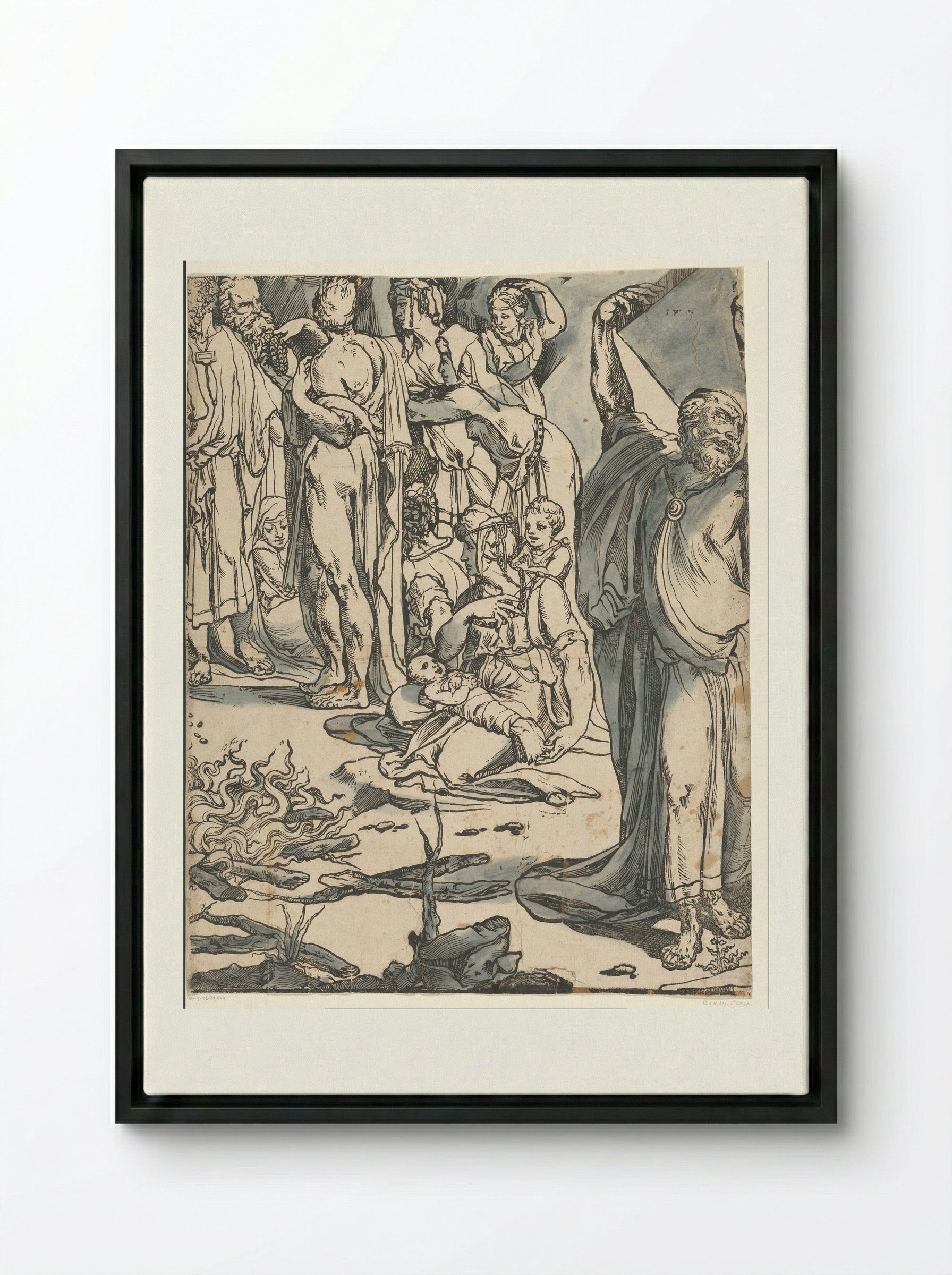 Moses Breaking the Tablets of the Law (Second Part) - Andrea Andreani - Framed Canvas Black