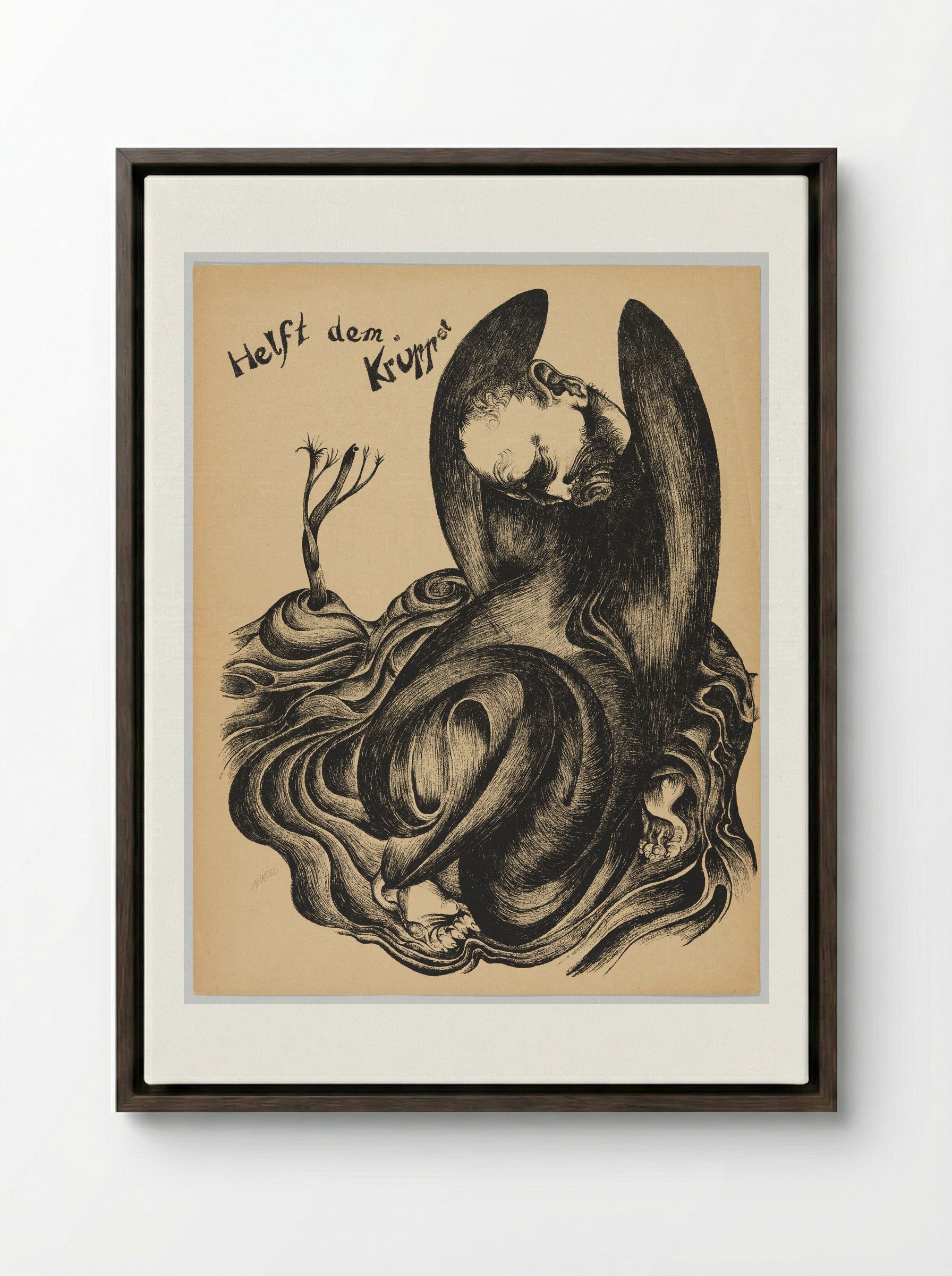 Helft dem Krüppel - Heinrich Hoerle - Framed Canvas Dark Wood