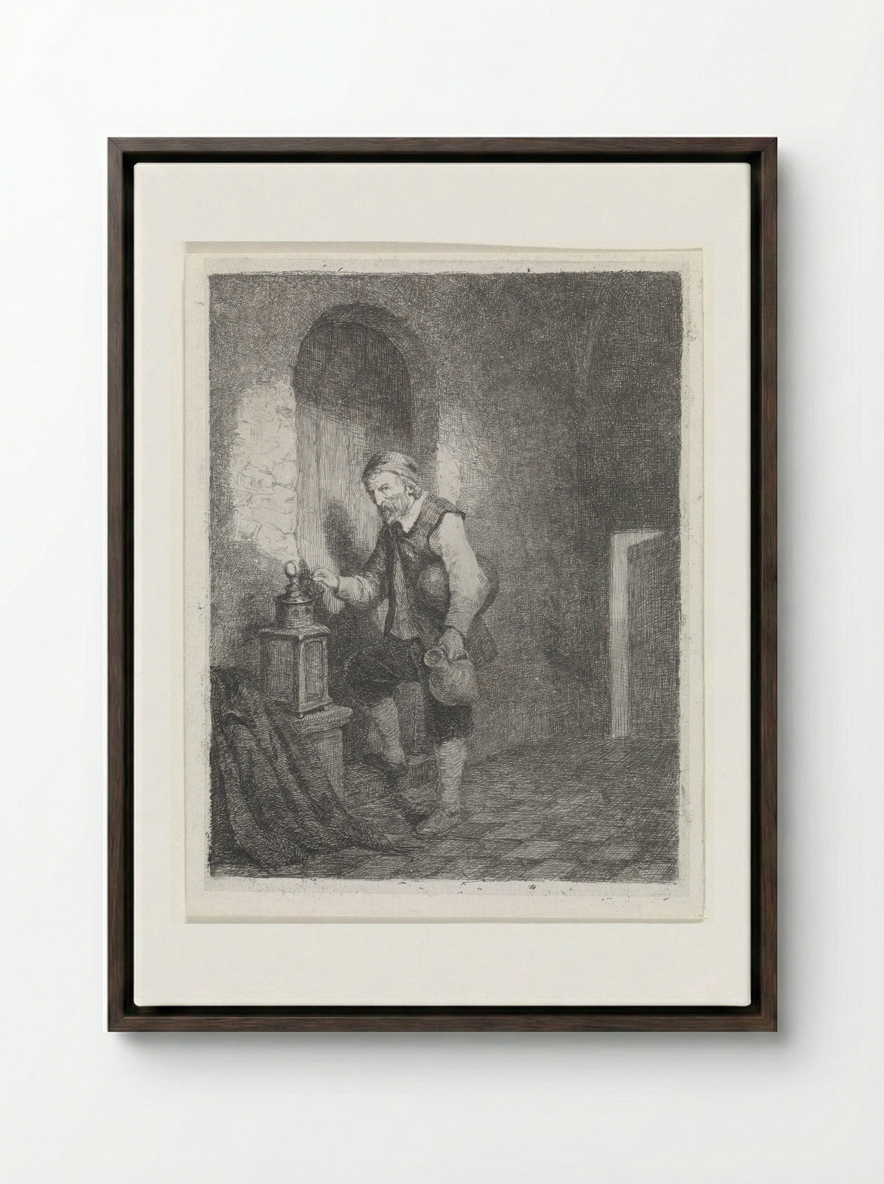 Cipier (The Gaoler) - David van der Kellen - Framed Canvas Dark Wood
