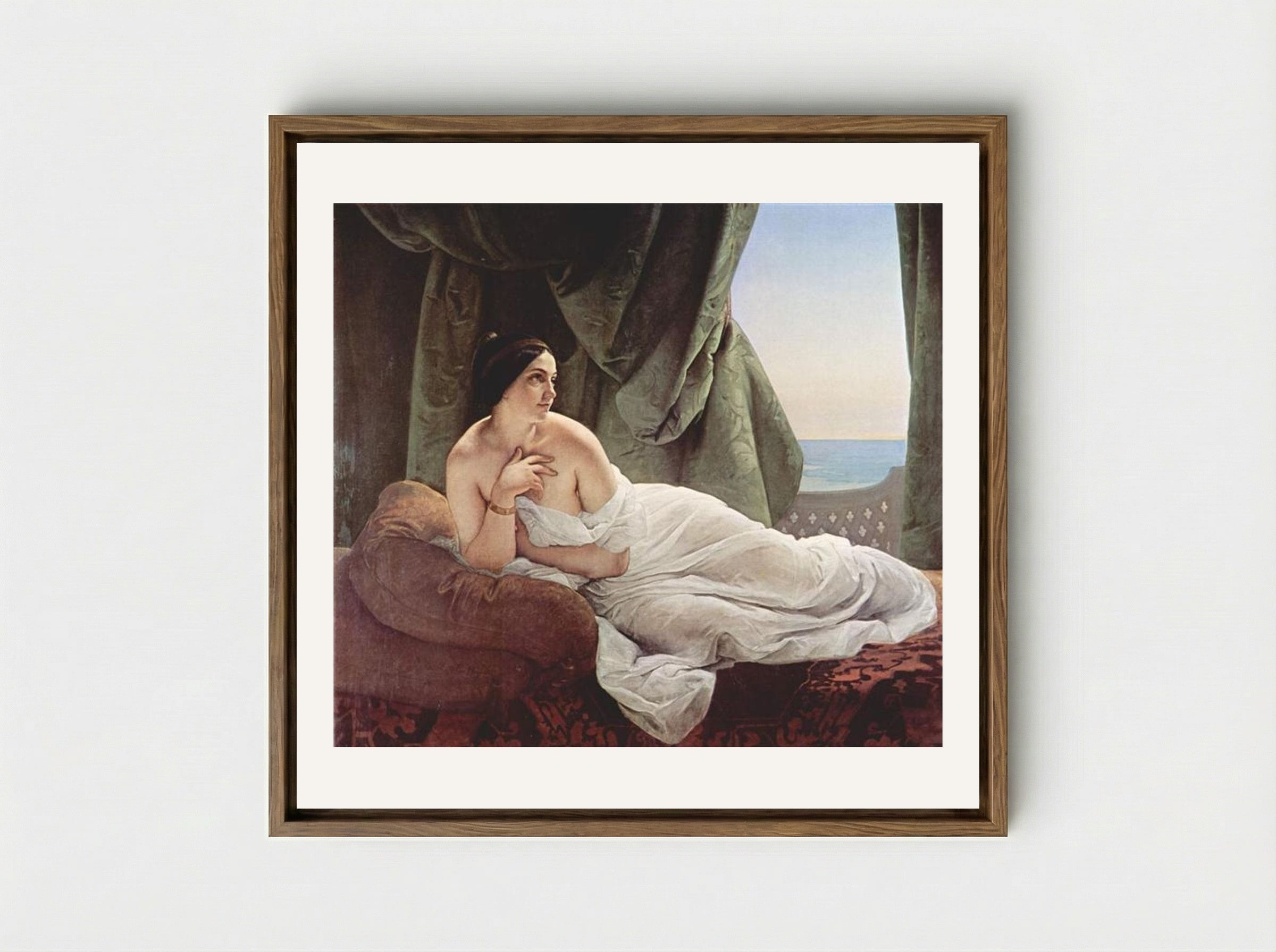 Reclining Odalisque - Francesco Hayez - Framed Canvas Wood
