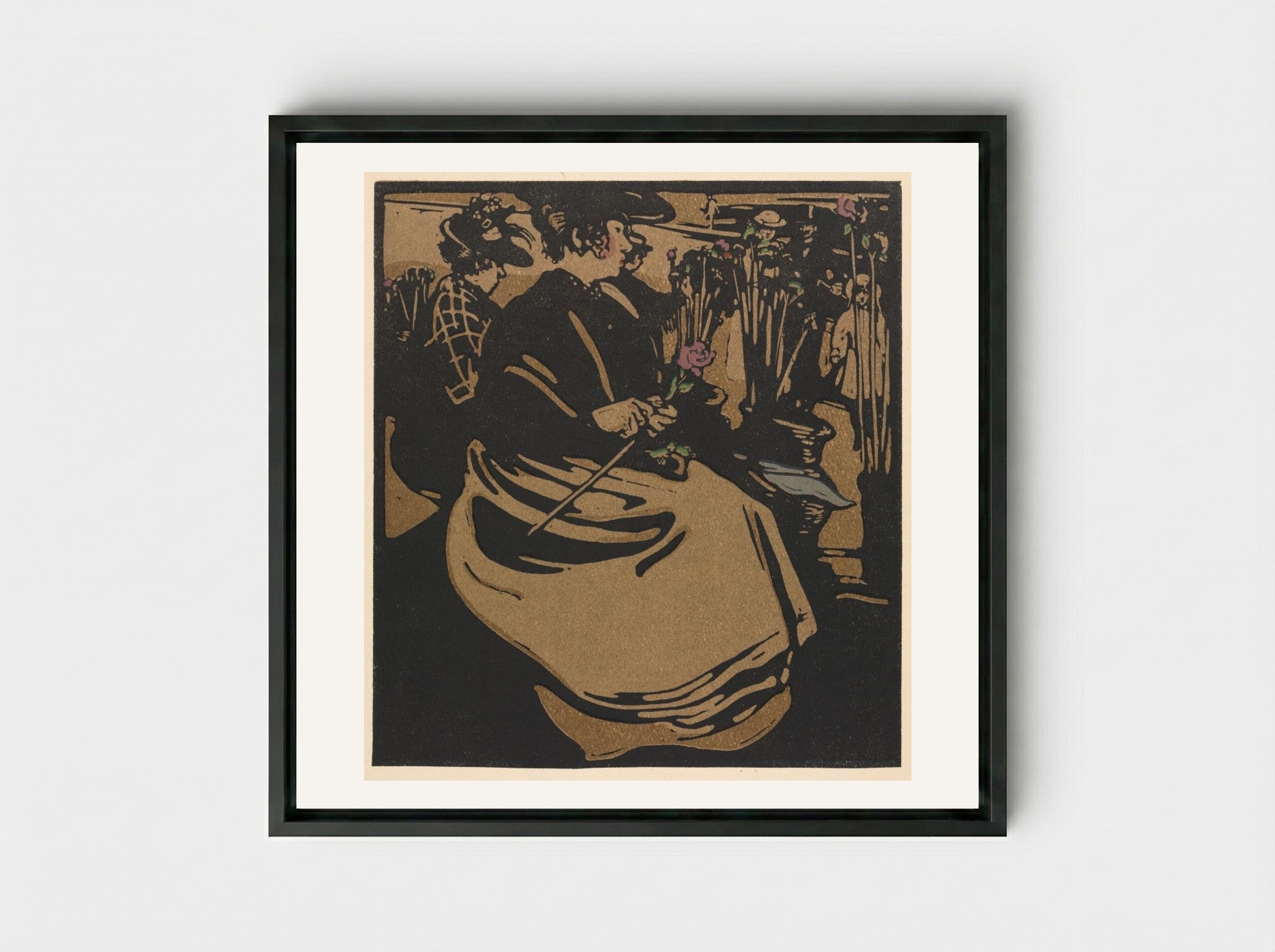 London Types: Flower Girl - William Nicholson - Framed Canvas Black