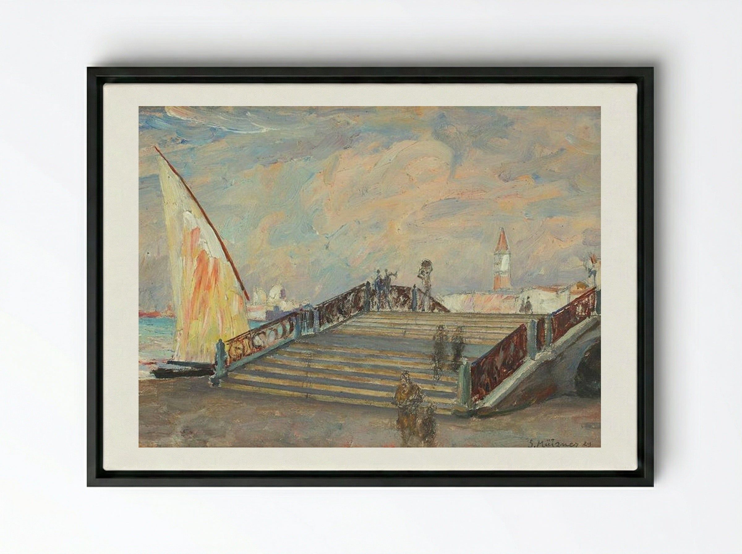 Bridge in Venice - Samuel Mützner - Framed Canvas Black