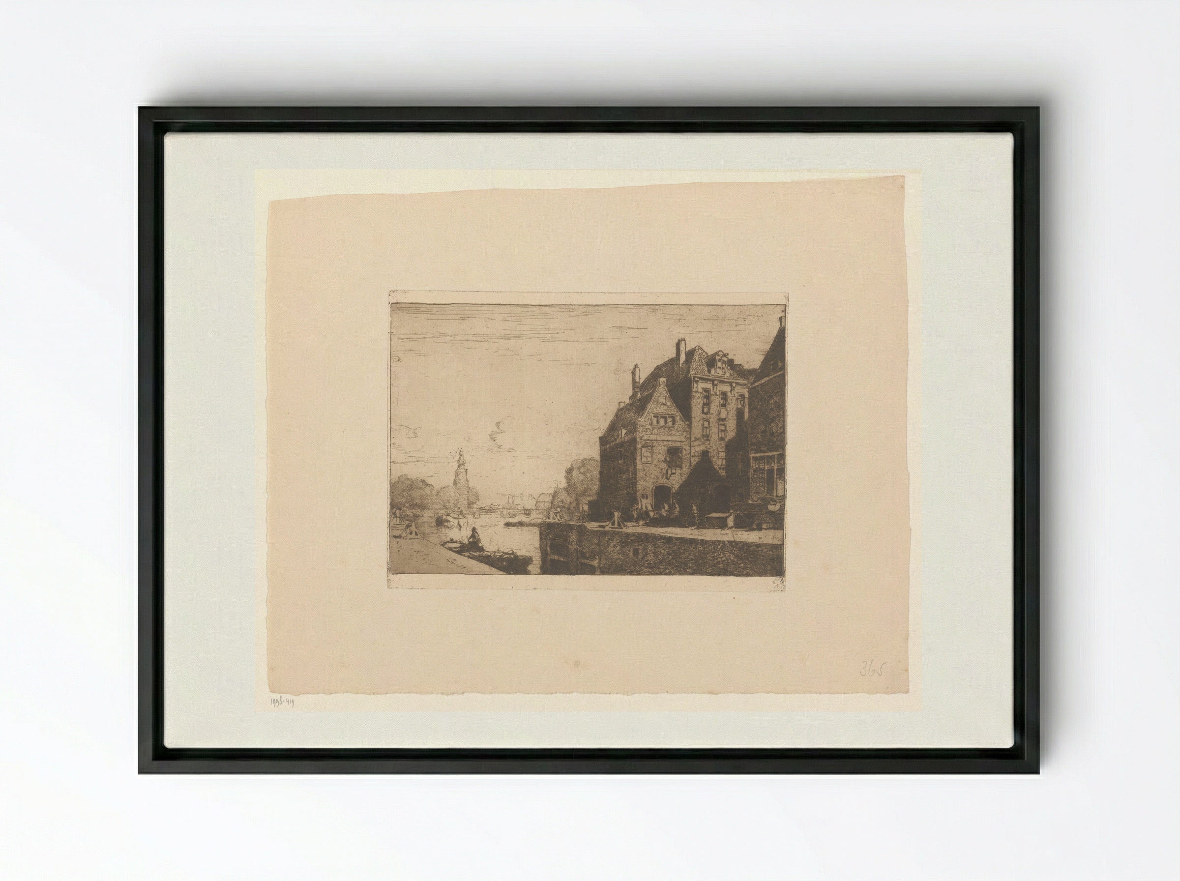 Sint Antoniesluis, Amsterdam - Cornelis Vreedenburgh - Framed Canvas Black