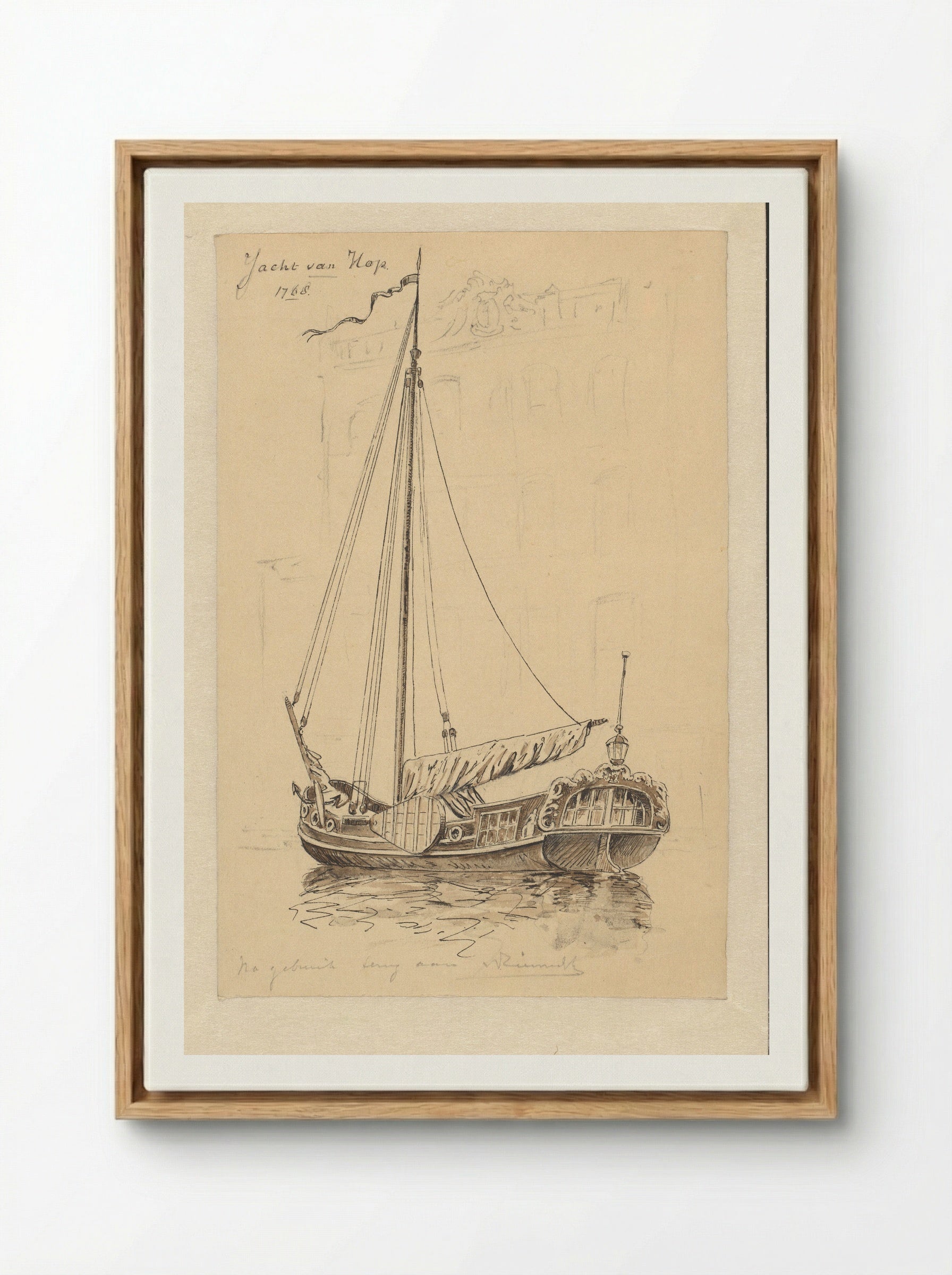 Yacht van Hop - Jan Hoynck van Papendrecht - Framed Canvas Wood